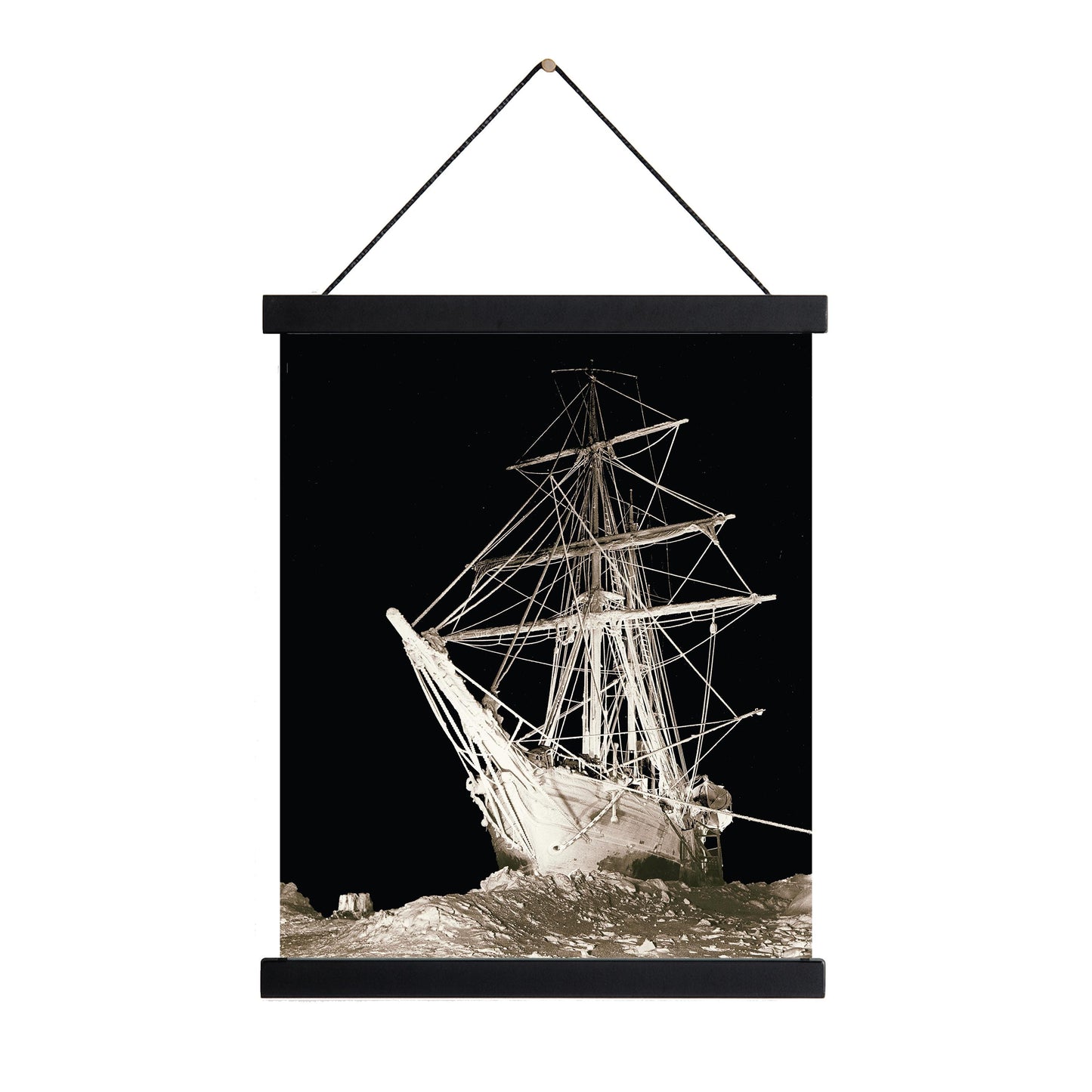 Endurance Ship Art Print – Shackleton’s 1915 Antarctic Expedition – Nighttime Icebound Vintage Sepia Maritime Wall Home Decor – Poster