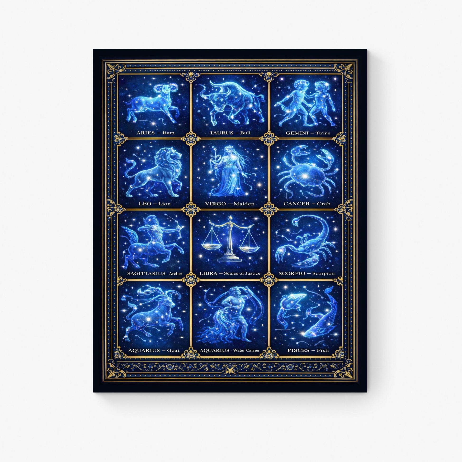 Zodiac Constellations Art Print | Astrology Home Decor | Inspirational | Space Astronomy | Poster