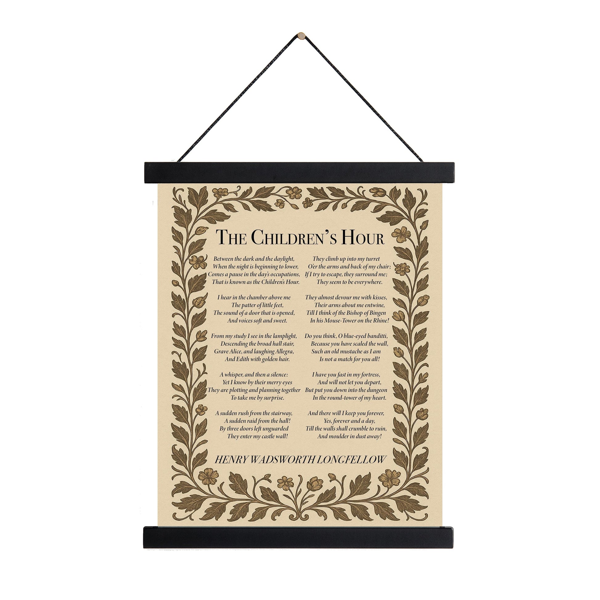 Henry Wadsworth Longfellow Quote Art Print | Children's Hour | Vintage Poem | Children Kids Parents | Morris Floral | Home Decor Poster