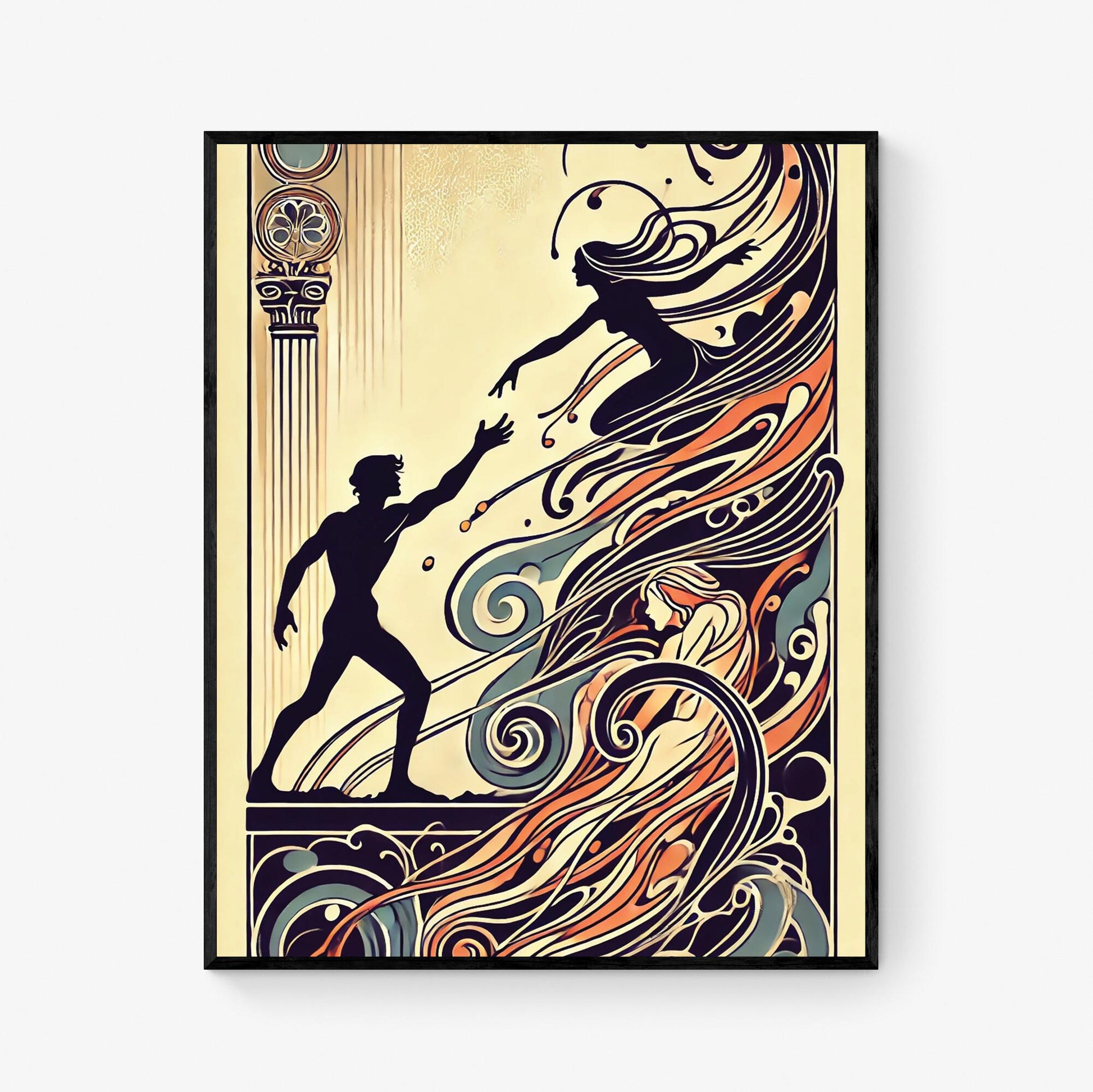 Orpheus and Eurydice Art Print | Ancient Greek Mythology | Art Nouveau | Literary | Gods and Goddess Myth | Room | Home Decor | Poster