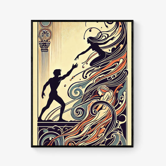 Orpheus and Eurydice Art Print | Ancient Greek Mythology | Art Nouveau | Literary | Gods and Goddess Myth | Room | Home Decor | Poster