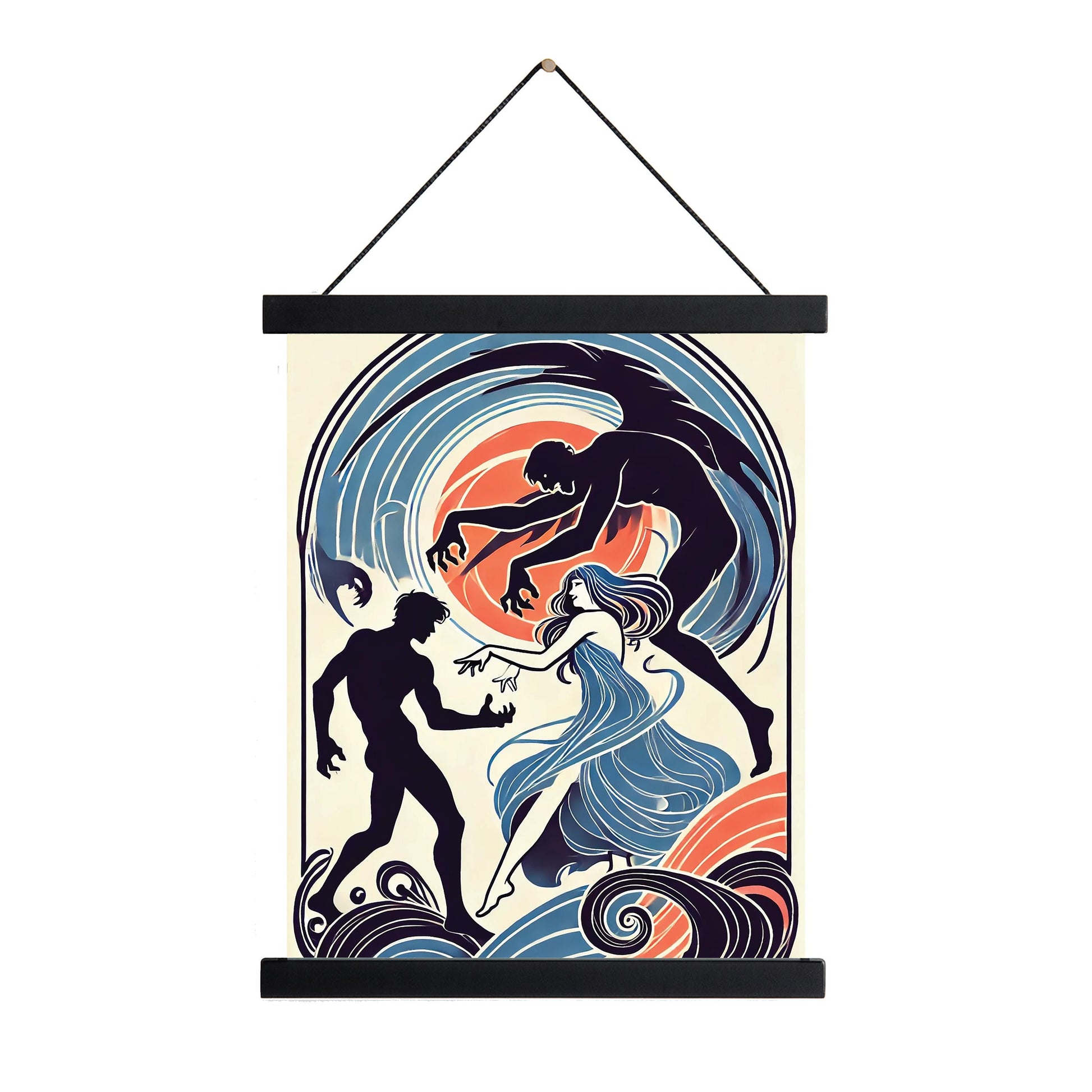 Orpheus and Eurydice Art Print | Ancient Greek Mythology | Lovers Tragedy Myth | Literary | Art Nouveau | Living Room | Home Decor | Poster