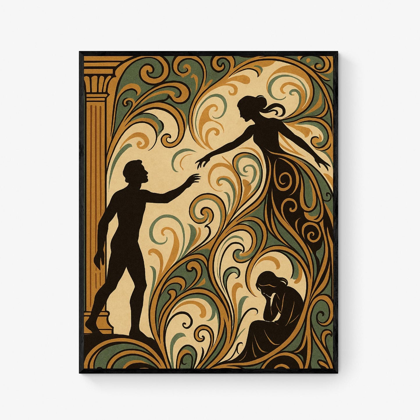 Orpheus and Eurydice Art Print | Ancient Greek Mythology | Art Nouveau | Tragic love Story Myth | Living Room | Home Decor | Poster