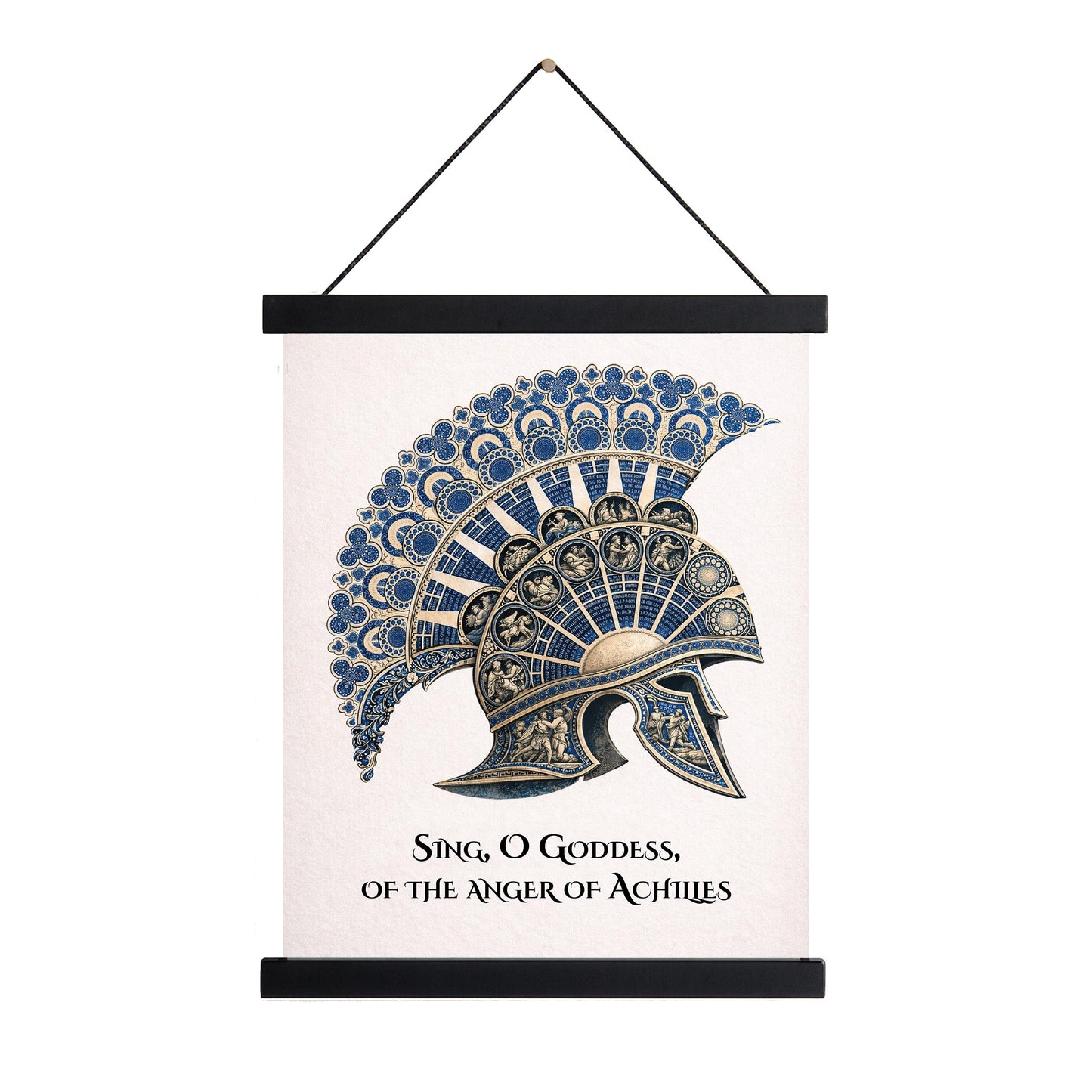 Iliad Art Print | Sing O Goddess The Anger Of Achilles | Homer Poem | Ancient Greek Helmet | Literary Home Decor | Classical Poster
