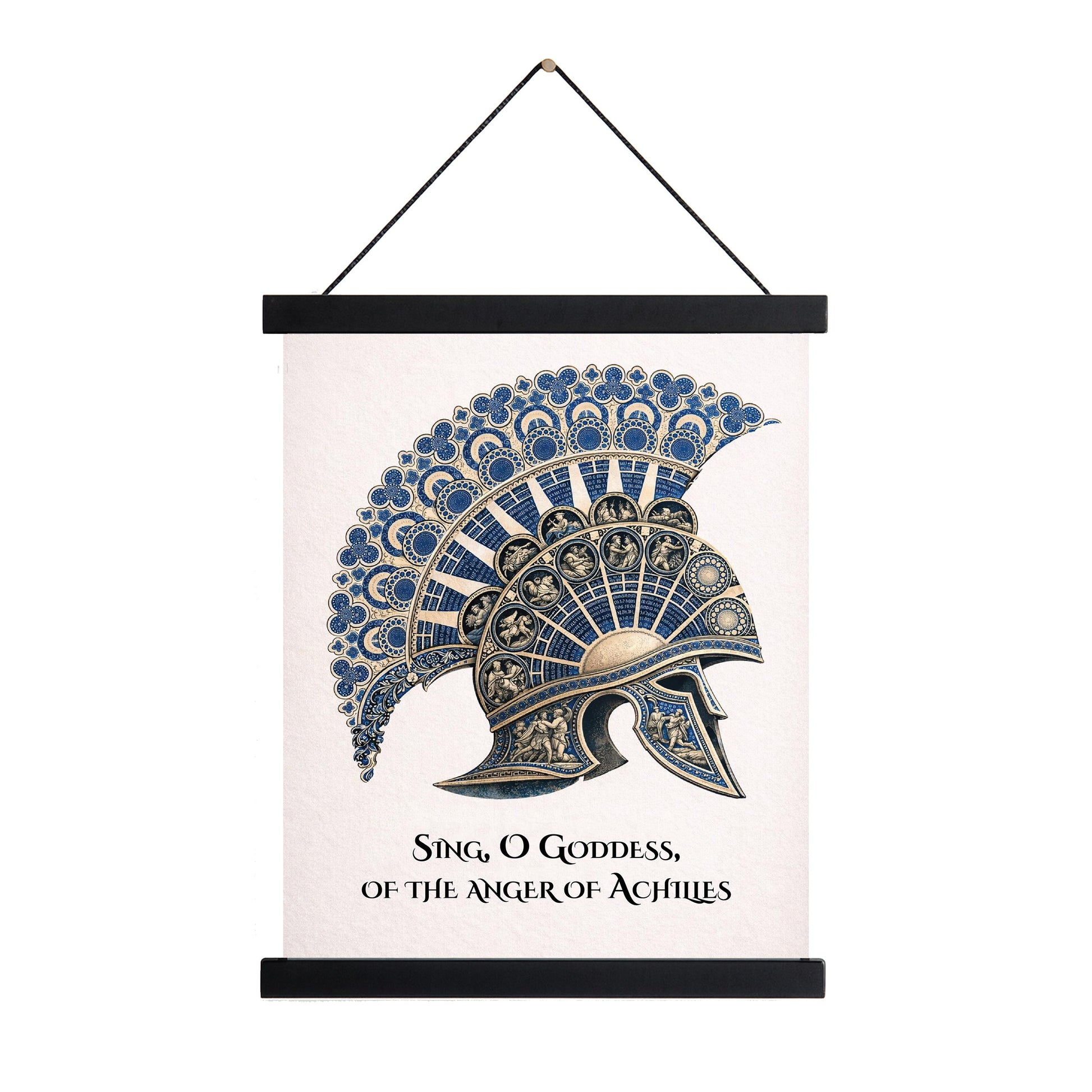 Iliad Art Print | Sing O Goddess The Anger Of Achilles | Homer Poem | Ancient Greek Helmet | Literary Home Decor | Classical Poster