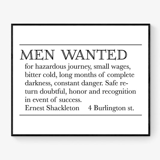 Ernest Shackleton Art Print | Expedition Help Wanted Advertisement | Antartica South Pole Expedition Home Decor | Vintage Typography Poster