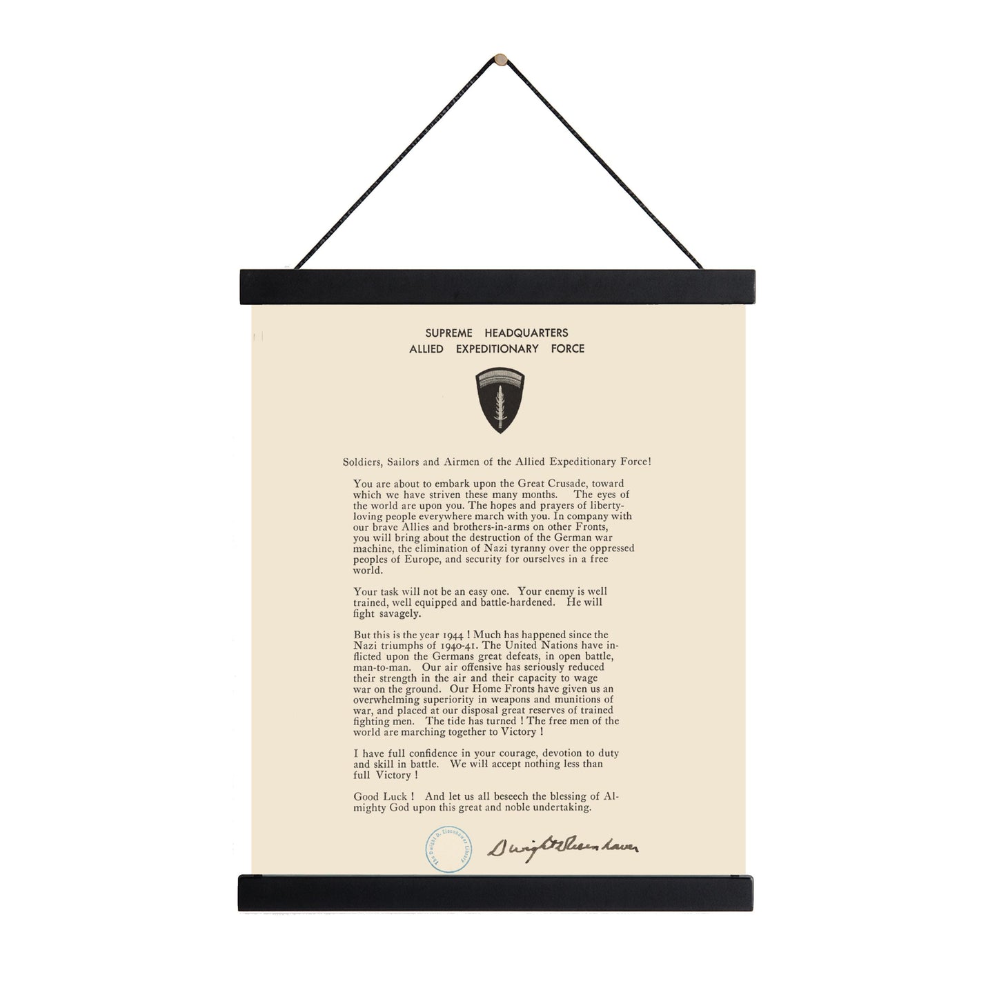 D-Day Order Of The Day Art Print | Operation Overlord | Military History Reproduction | Dwight Eisenhower | World War 2 | Letter Poster