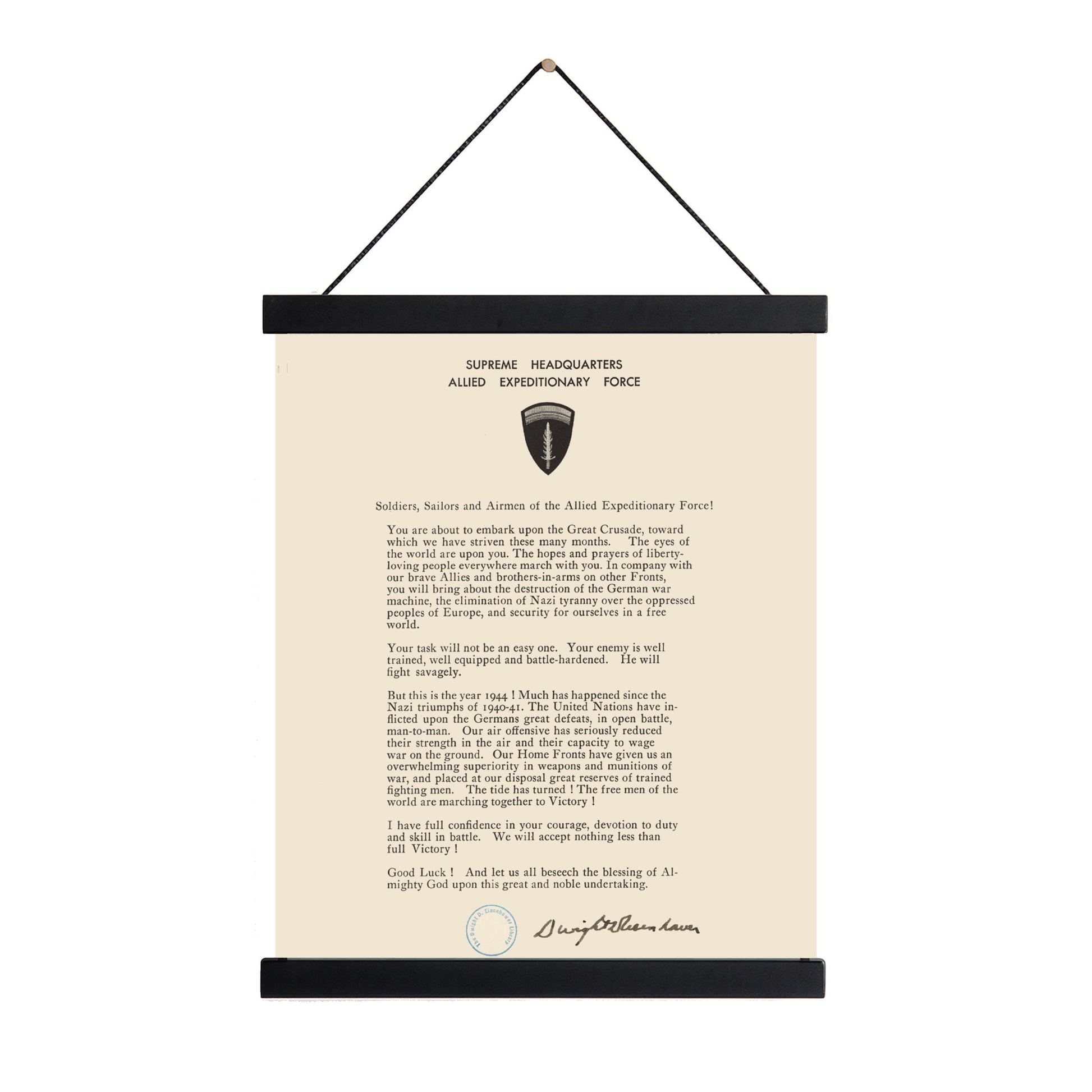 D-Day Order Of The Day Art Print | Operation Overlord | Military History Reproduction | Dwight Eisenhower | World War 2 | Letter Poster