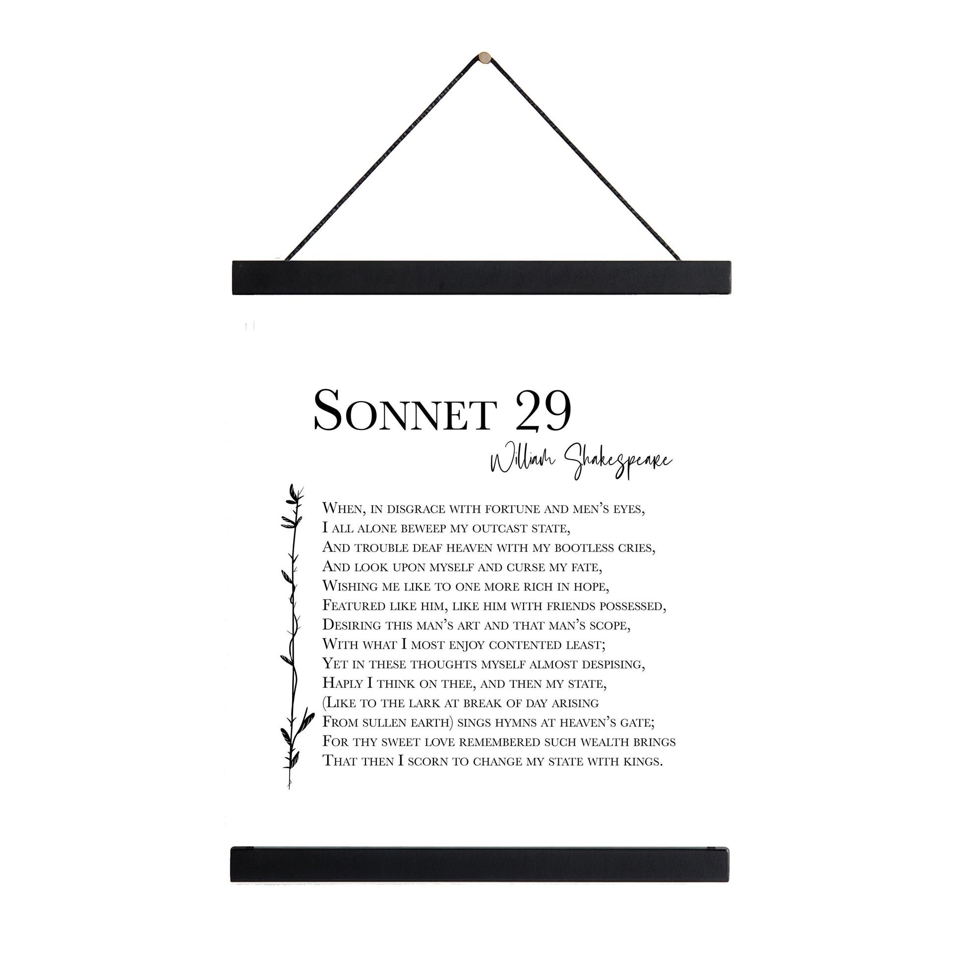Shakespeare Sonnet 29 Quote Art Print | For Thy Sweet Love Remembered | Classic Literary Wall Artwork | Home Decor | Living Room Poster