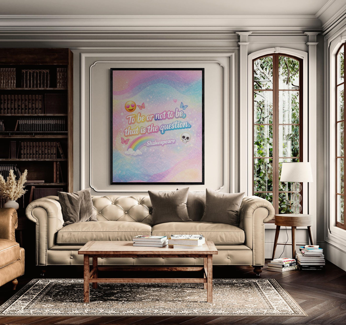 Shakespeare Art Print | To Be Or Not To Be | Literary Wall Artwork | Whimsical Home Decor | Rainbow Poster