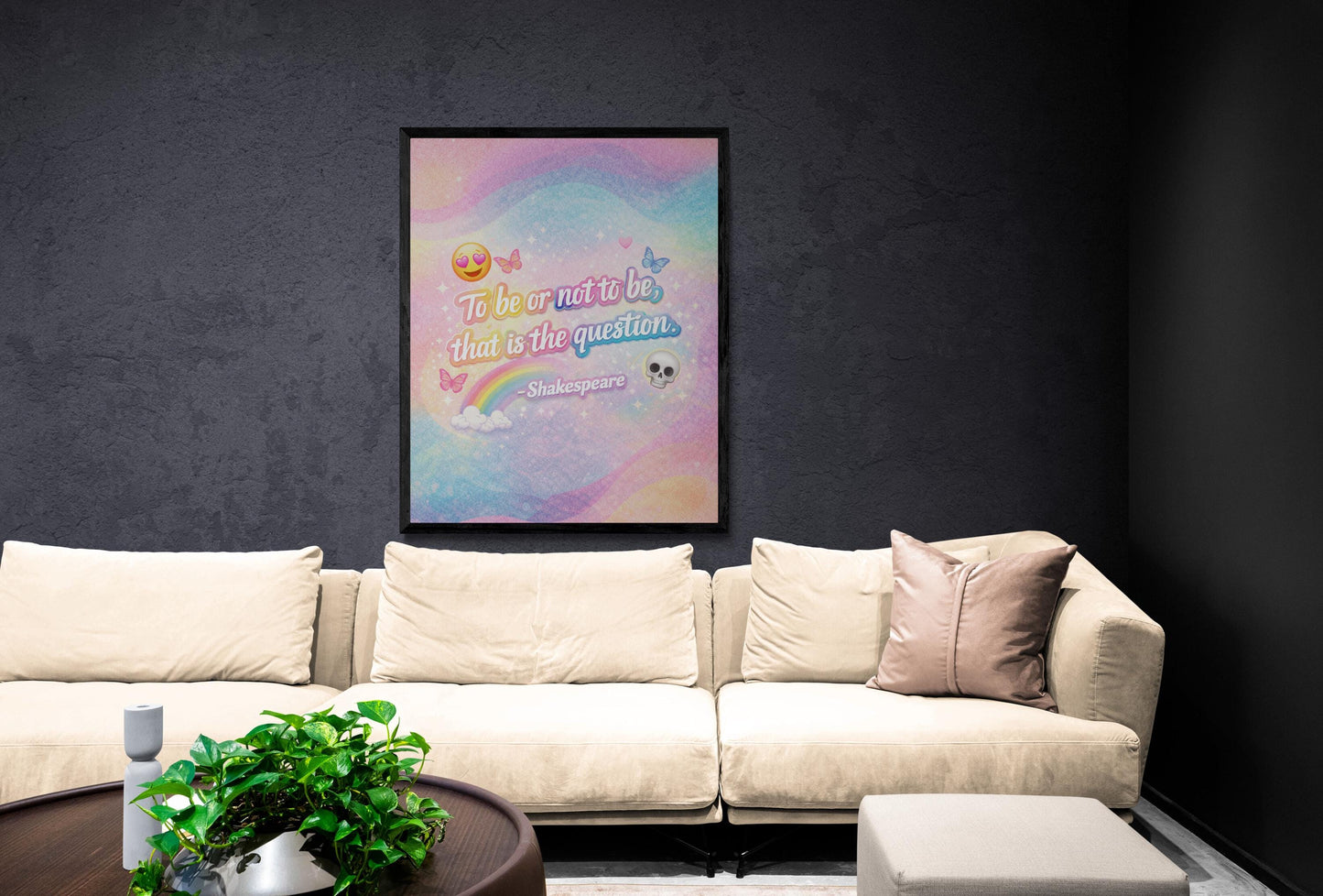 Shakespeare Art Print | To Be Or Not To Be | Literary Wall Artwork | Whimsical Home Decor | Rainbow Poster