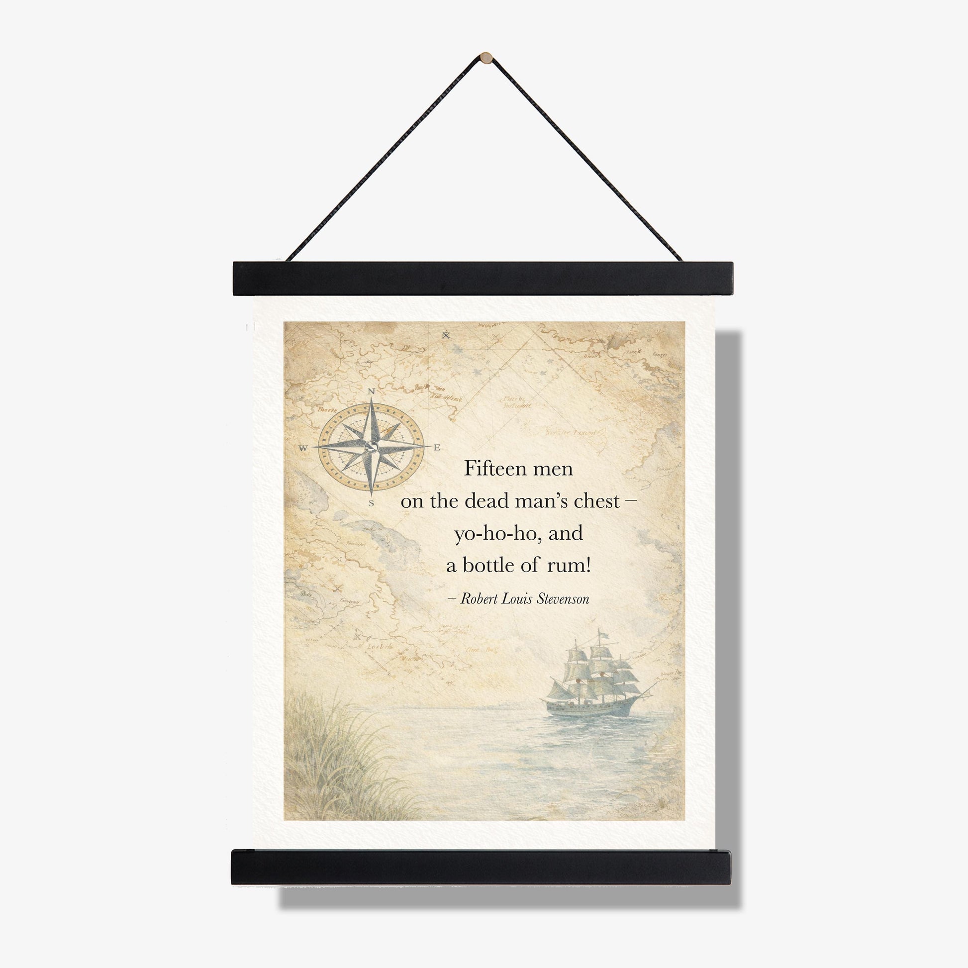 Fifteen Men Pirate Song Quote Art Print | Robert Lewis Stevenson | Treasure Island | Children's Home Decor | Literary | Poster