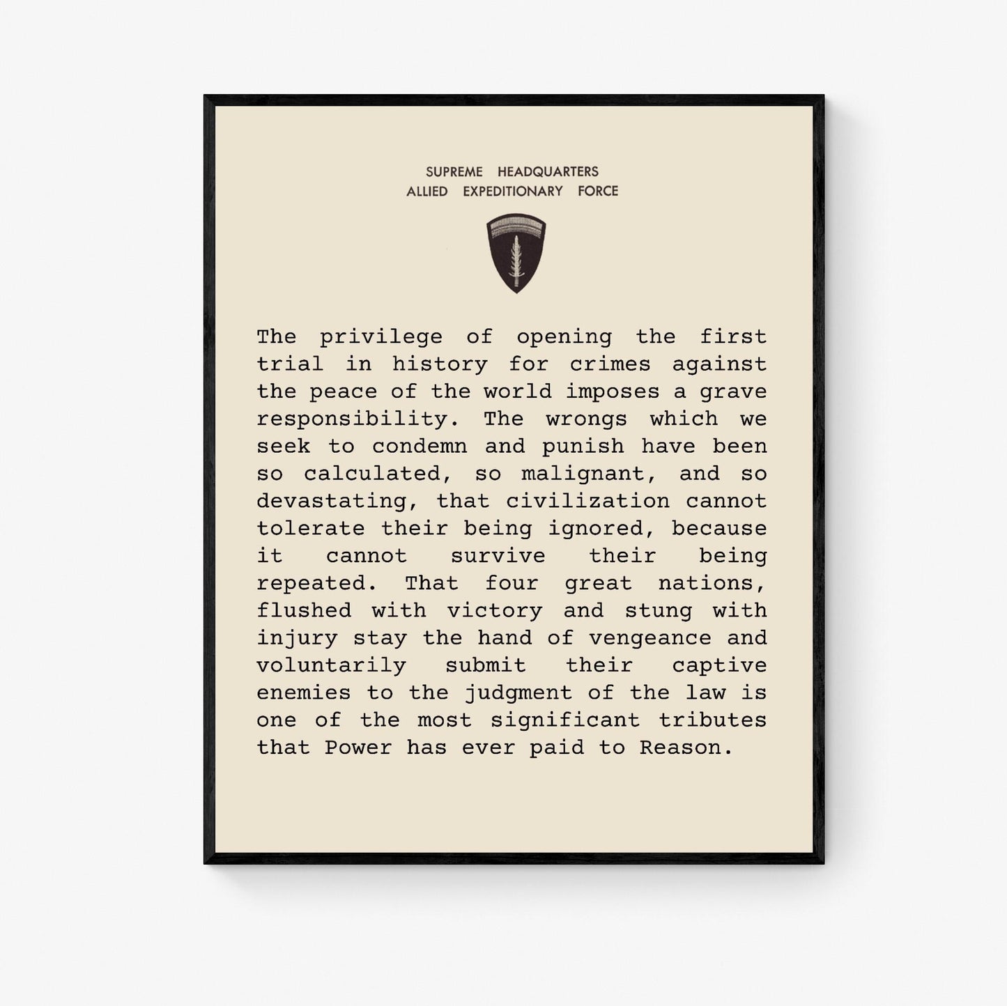 Nuremberg Trial Opening Statement Art Print | Military History Reproduction | World War 2 | Letter Poster