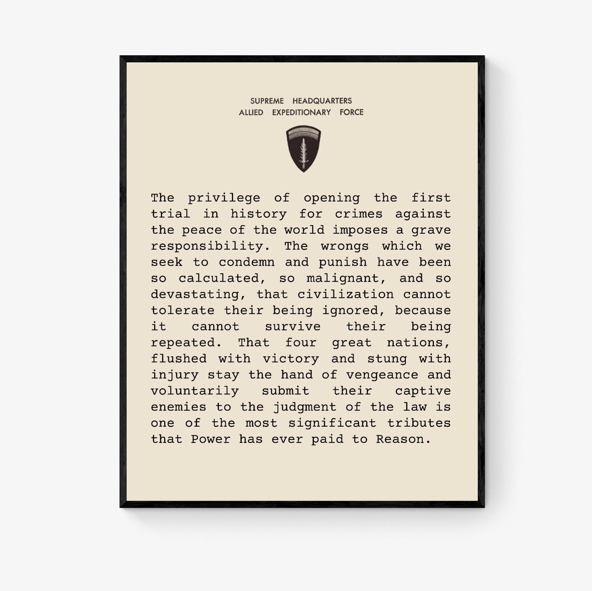 Nuremberg Trial Opening Statement Art Print | Military History Reproduction | World War 2 | Letter Poster