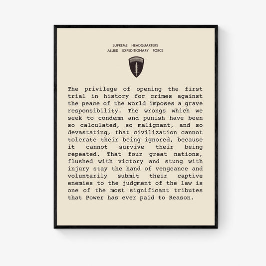 Nuremberg Trial Opening Statement Art Print | Military History Reproduction | World War 2 | Letter Poster