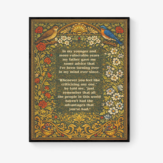 Great Gatsby Quote Art Print | In My Younger Years | F. Scott Fitzgerald | Classic Literary Home Decor | William Morris Poster