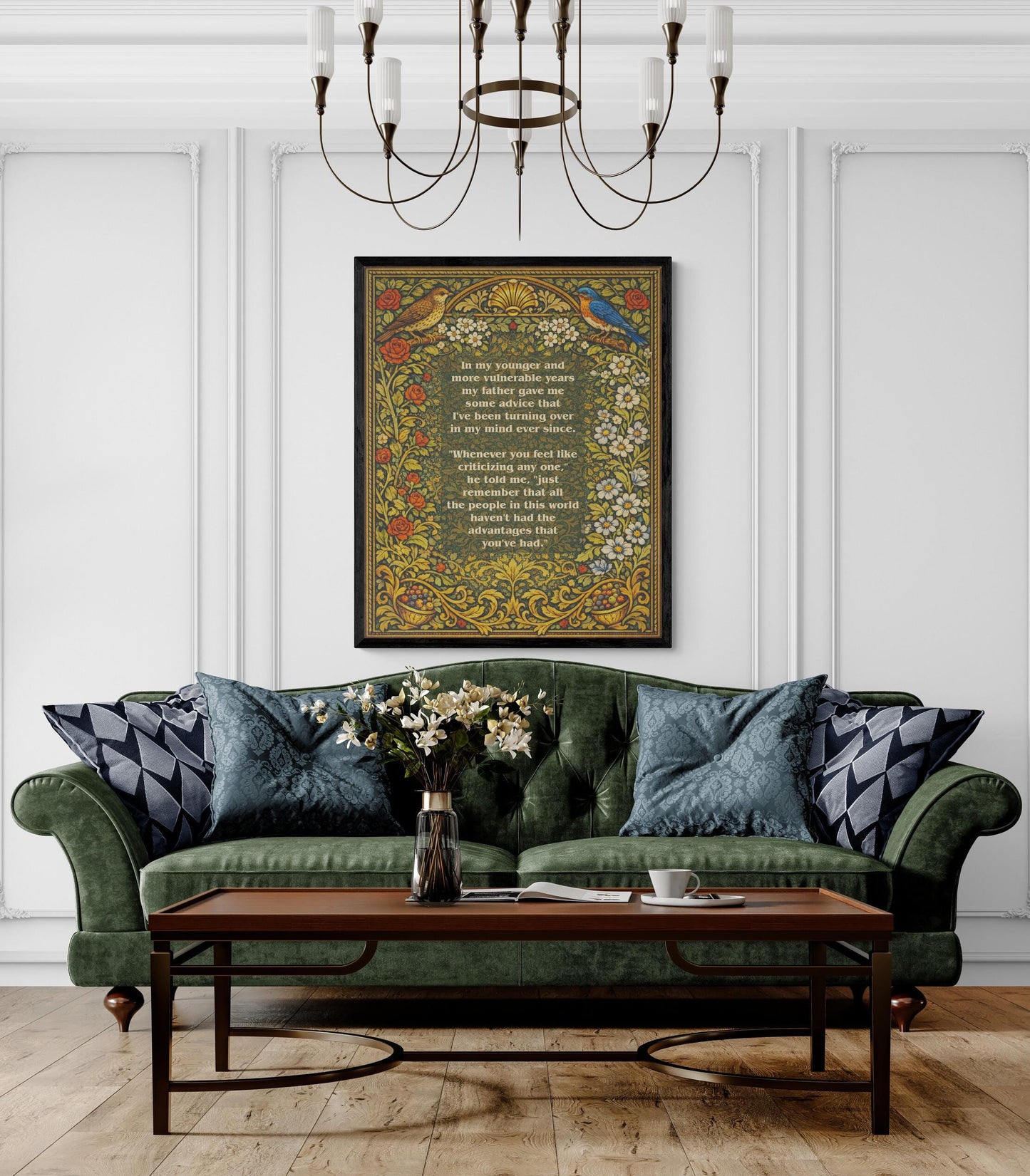 Great Gatsby Quote Art Print | In My Younger Years | F. Scott Fitzgerald | Classic Literary Home Decor | William Morris Poster