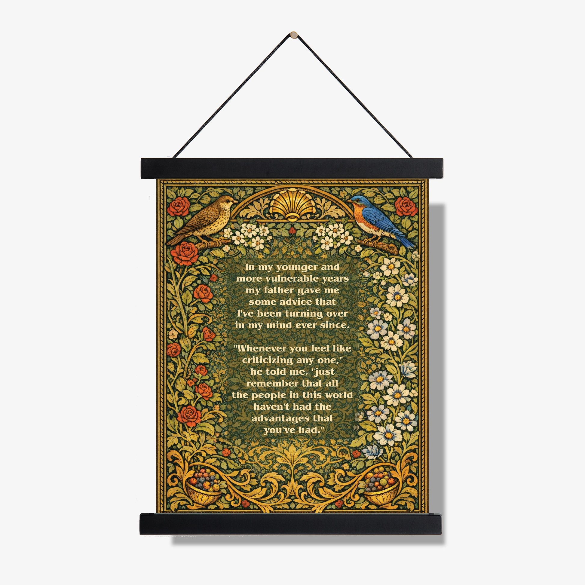 Great Gatsby Quote Art Print | In My Younger Years | F. Scott Fitzgerald | Classic Literary Home Decor | William Morris Poster