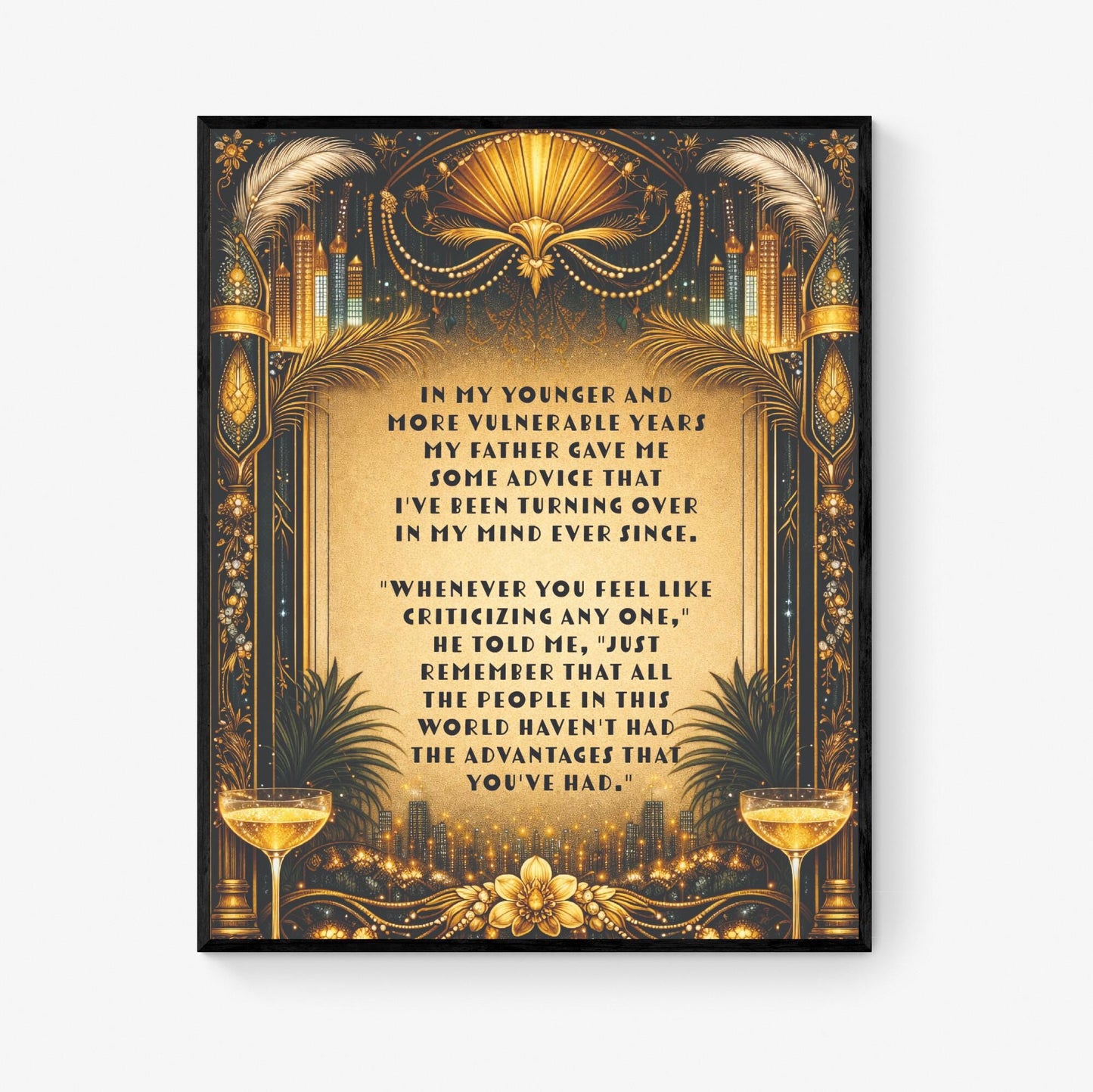 Great Gatsby Quote Art Print | In My Younger Years | F. Scott Fitzgerald | Classic Literary Home Decor | William Morris Poster