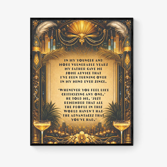 Great Gatsby Quote Art Print | In My Younger Years | F. Scott Fitzgerald | Classic Literary Home Decor | William Morris Poster