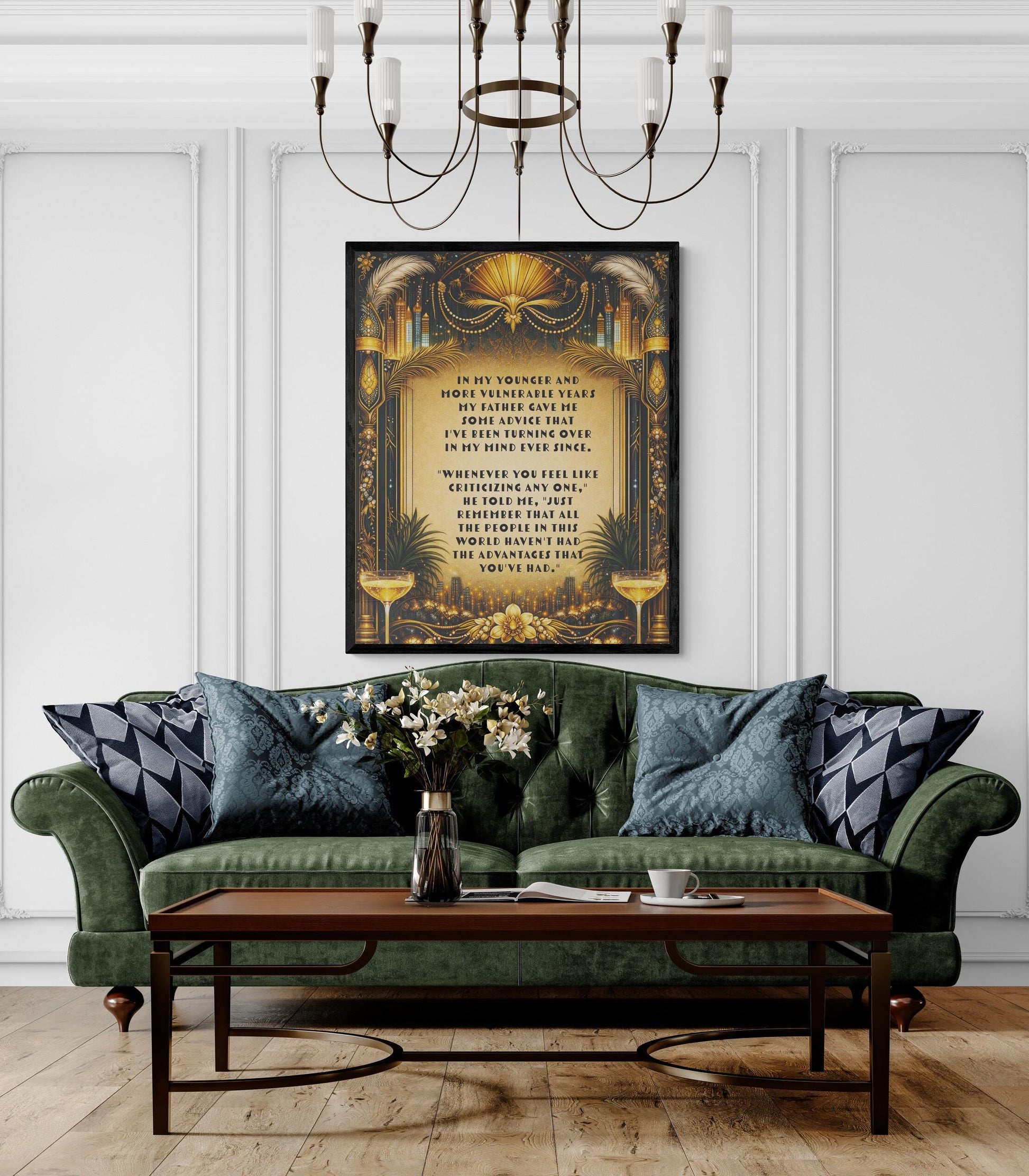 Great Gatsby Quote Art Print | In My Younger Years | F. Scott Fitzgerald | Classic Literary Home Decor | William Morris Poster