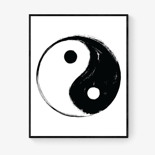 Yin Yang Brushstroke Art Print | Minimalist Taoist Wall | Zen Symbol | Home Decor | Harmony Poster