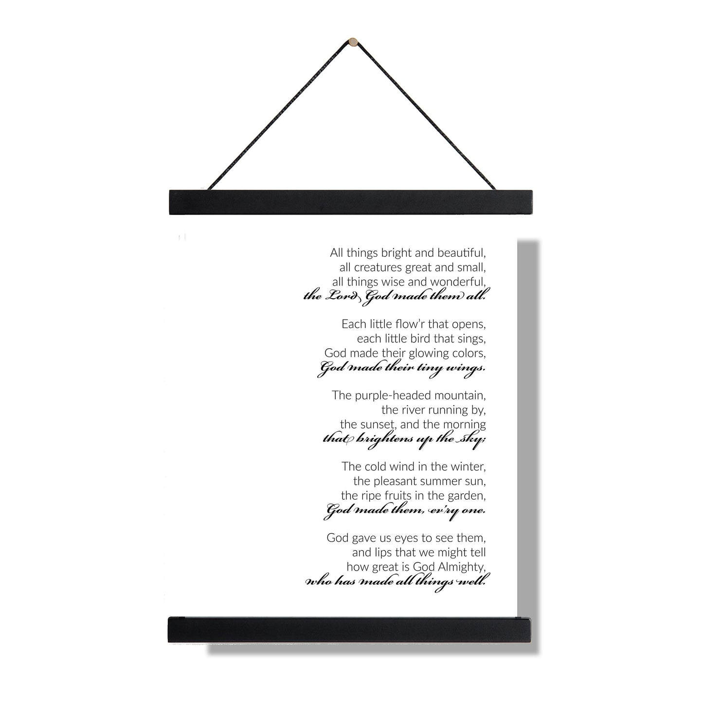 All Things Bright and Beautiful Lyrics Art Print | Hymn | Wall Home Decor | Christian Music Song | Religious Poster