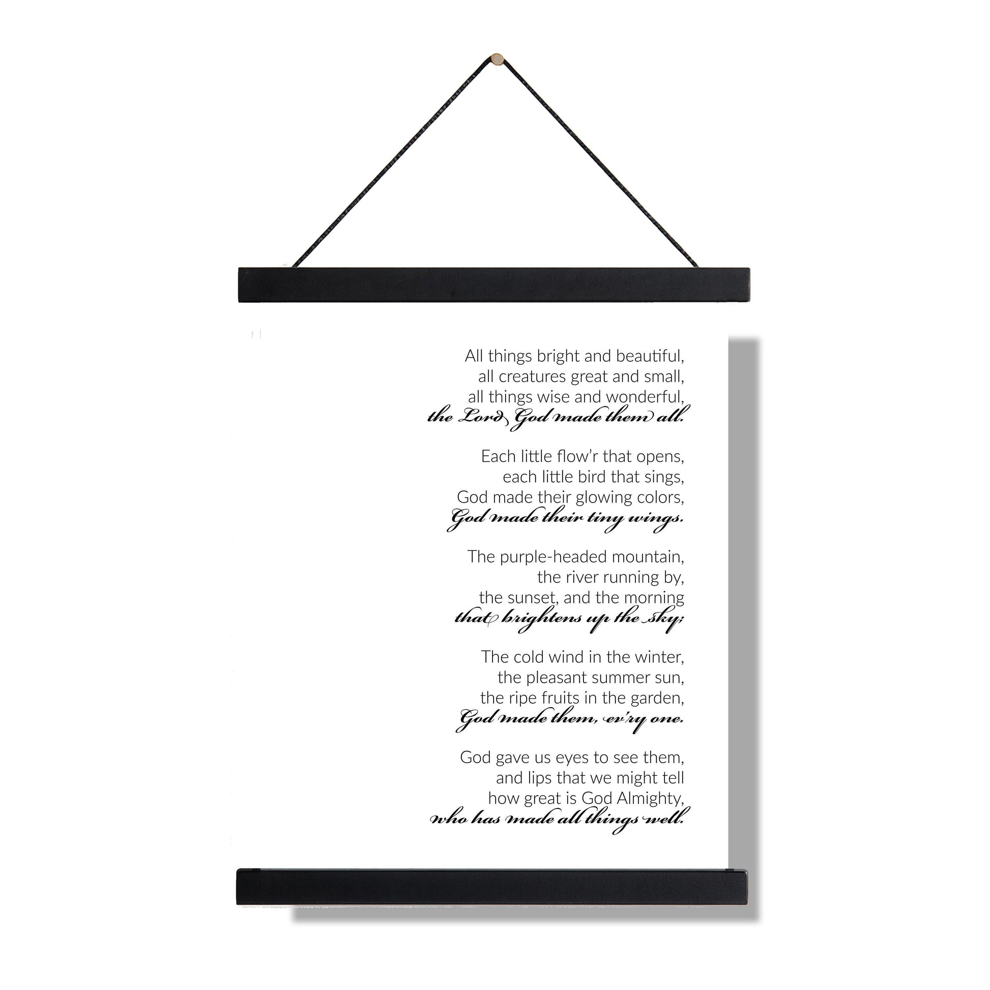 All Things Bright and Beautiful Lyrics Art Print | Hymn | Wall Home Decor | Christian Music Song | Religious Poster