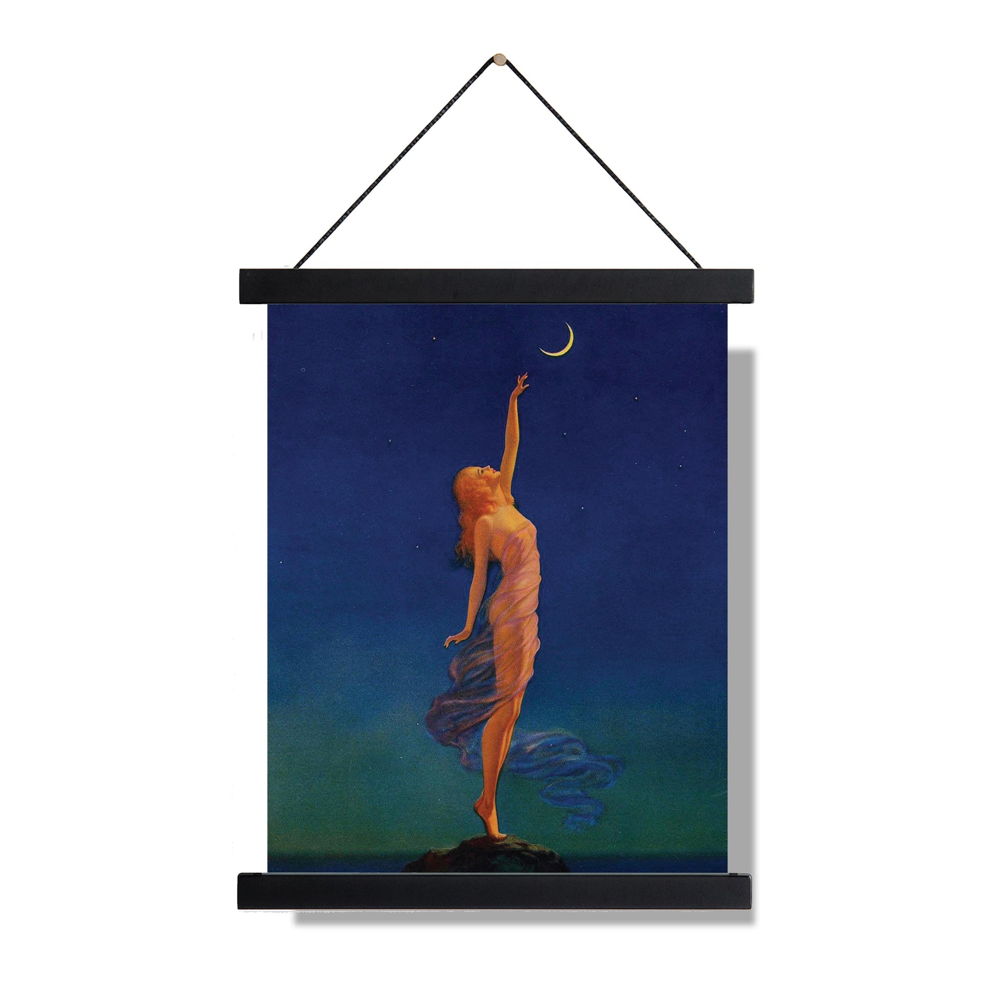 Eggleston Painting Art Print | Reaching For The Moon | Edward Mason Eggleston | Vintage Home Decor | Art Deco Moon | Reproduction Poster