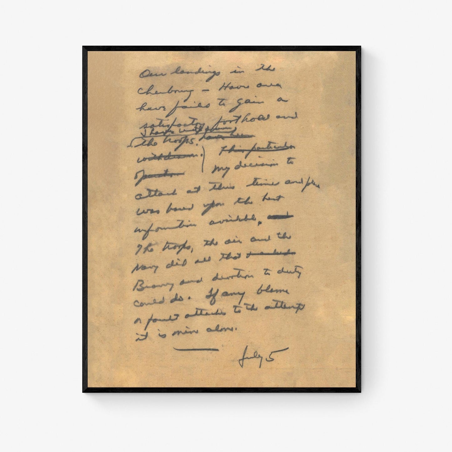 Eisenhower Art Print | In Case of Failure Draft Letter | D-Day Order Of The Day | Military Home Decor| World War 2 | Poster