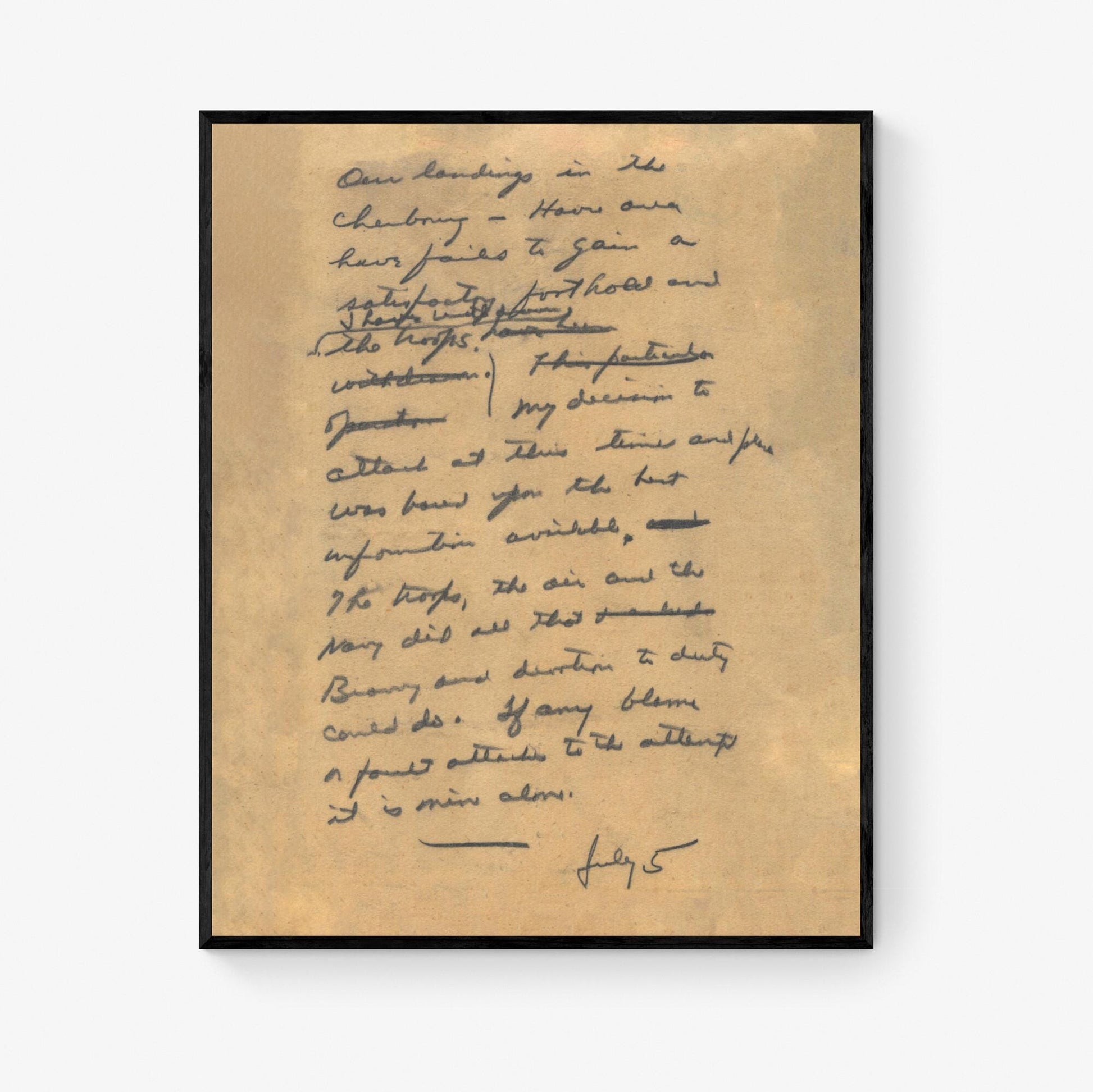 Eisenhower Art Print | In Case of Failure Draft Letter | D-Day Order Of The Day | Military Home Decor| World War 2 | Poster