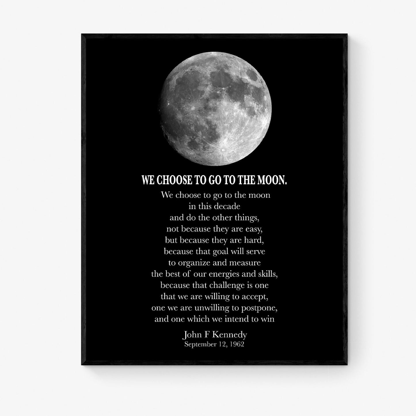 JFK Quote Art Print | We Choose To Go To The Moon | Modern Minimalist Art | Inspirational Print | Home Decor | Space Exploration | Poster