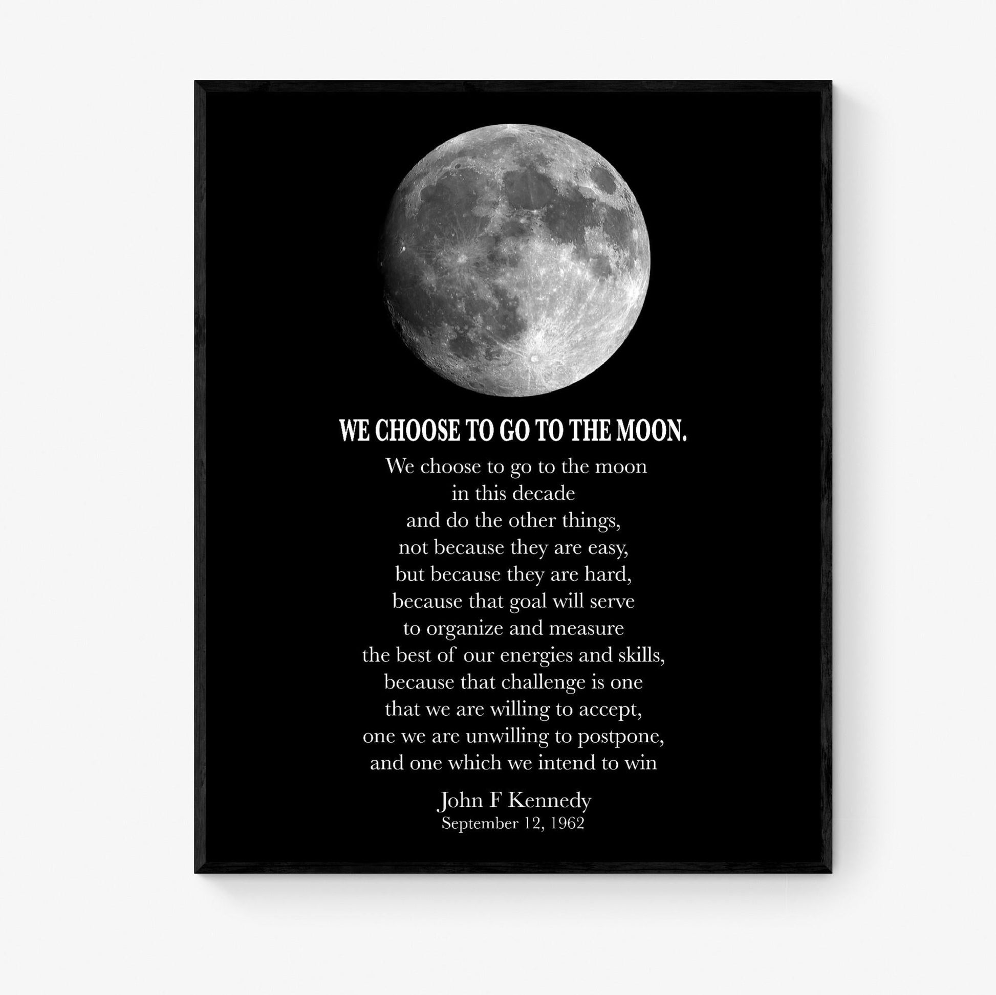 JFK Quote Art Print | We Choose To Go To The Moon | Modern Minimalist Art | Inspirational Print | Home Decor | Space Exploration | Poster
