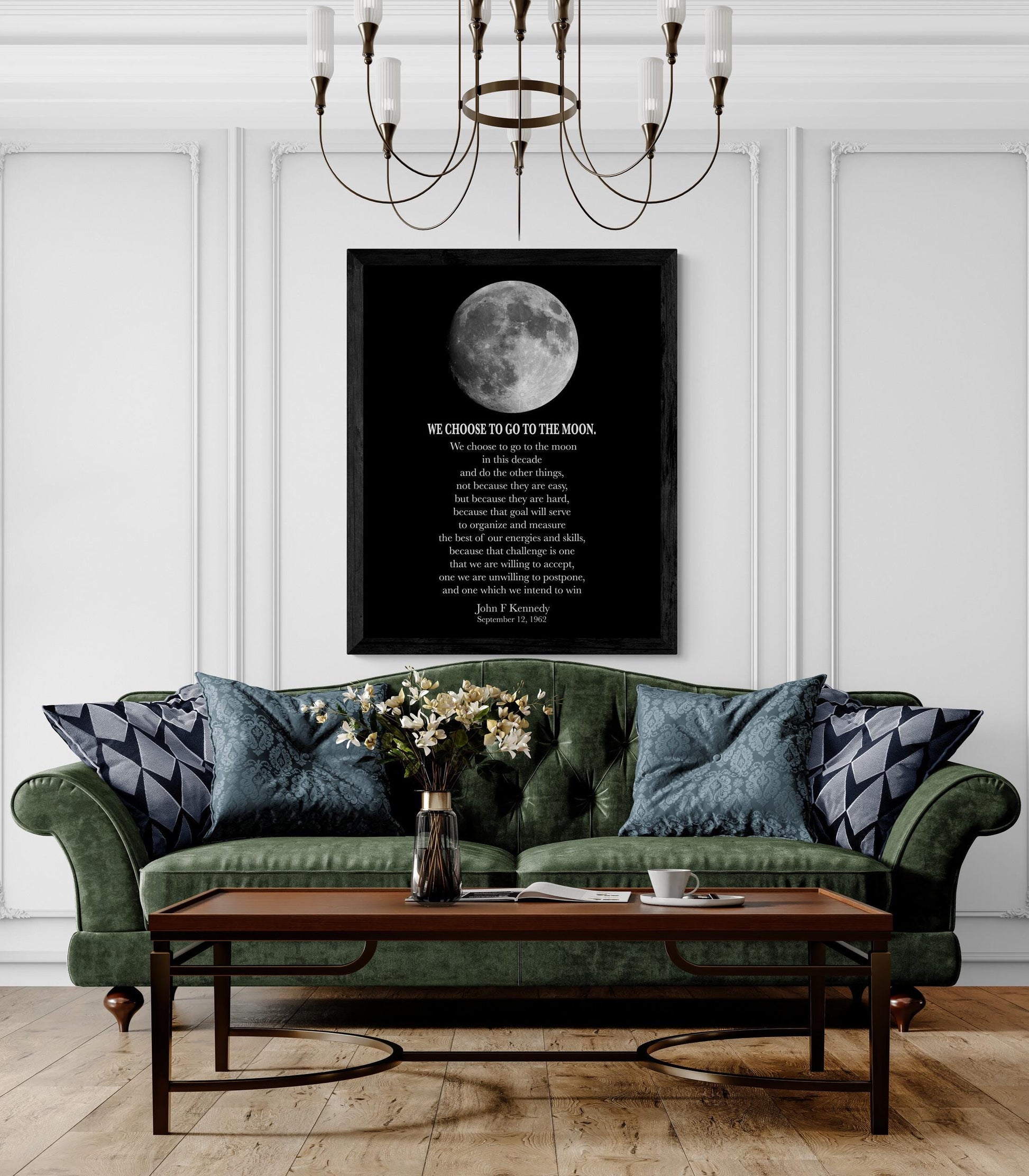JFK Quote Art Print | We Choose To Go To The Moon | Modern Minimalist Art | Inspirational Print | Home Decor | Space Exploration | Poster