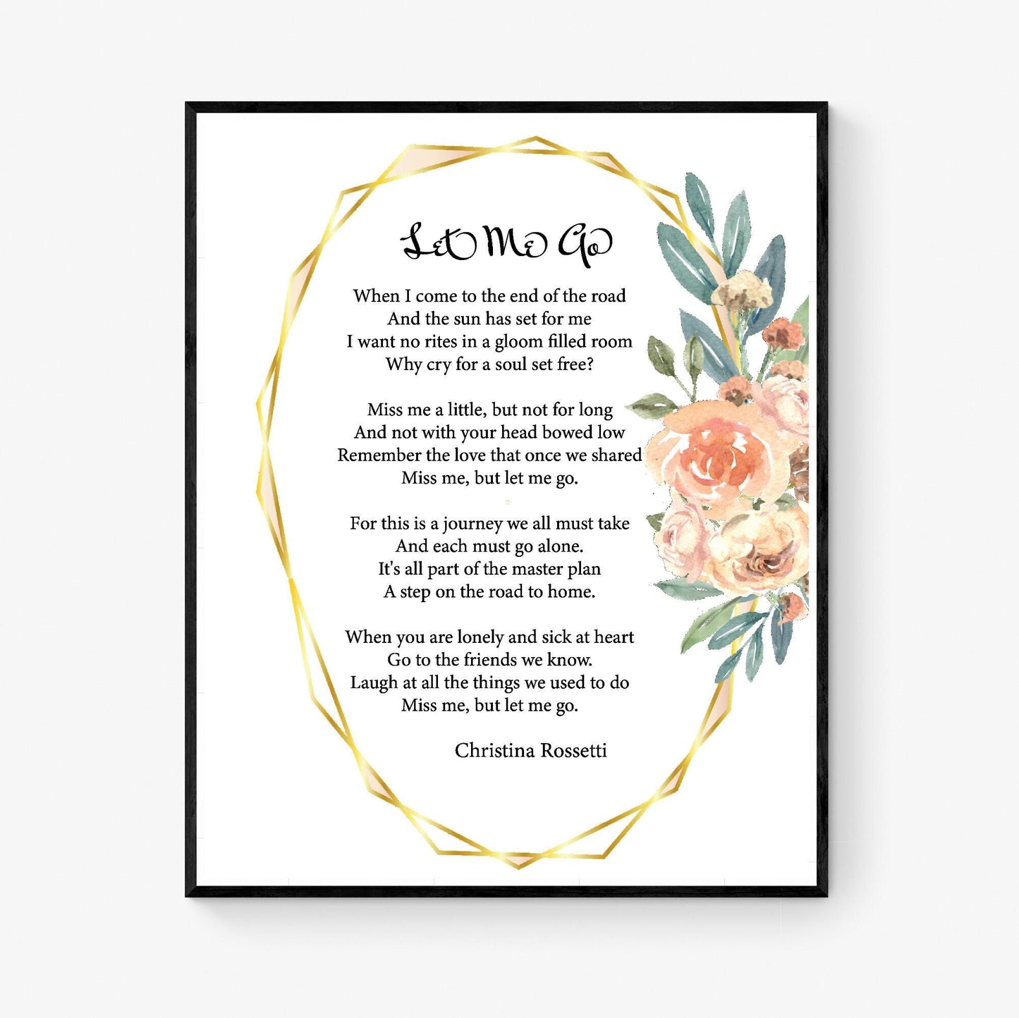 Christina Rossetti Let Me Go Art Print | Poetry Wall Decor | Inspirational Literary Quote | Victorian Poem Art | Poster