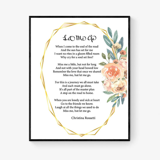 Christina Rossetti Let Me Go Art Print | Poetry Wall Decor | Inspirational Literary Quote | Victorian Poem Art | Poster