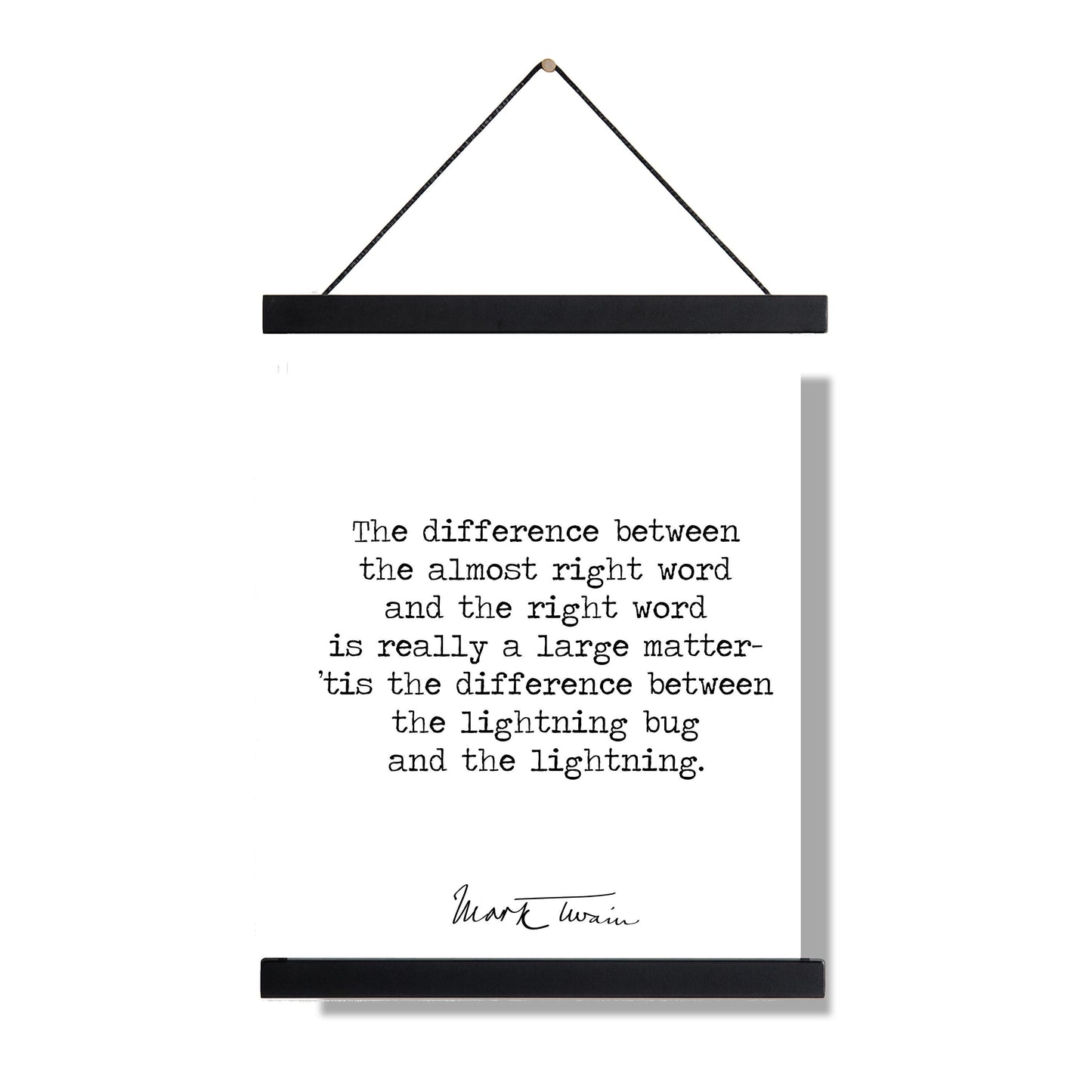 Mark Twain Quote Art Print | The Difference Between The Almost Right Word | Motivational | Literary Home Decor | Living Room | Poster