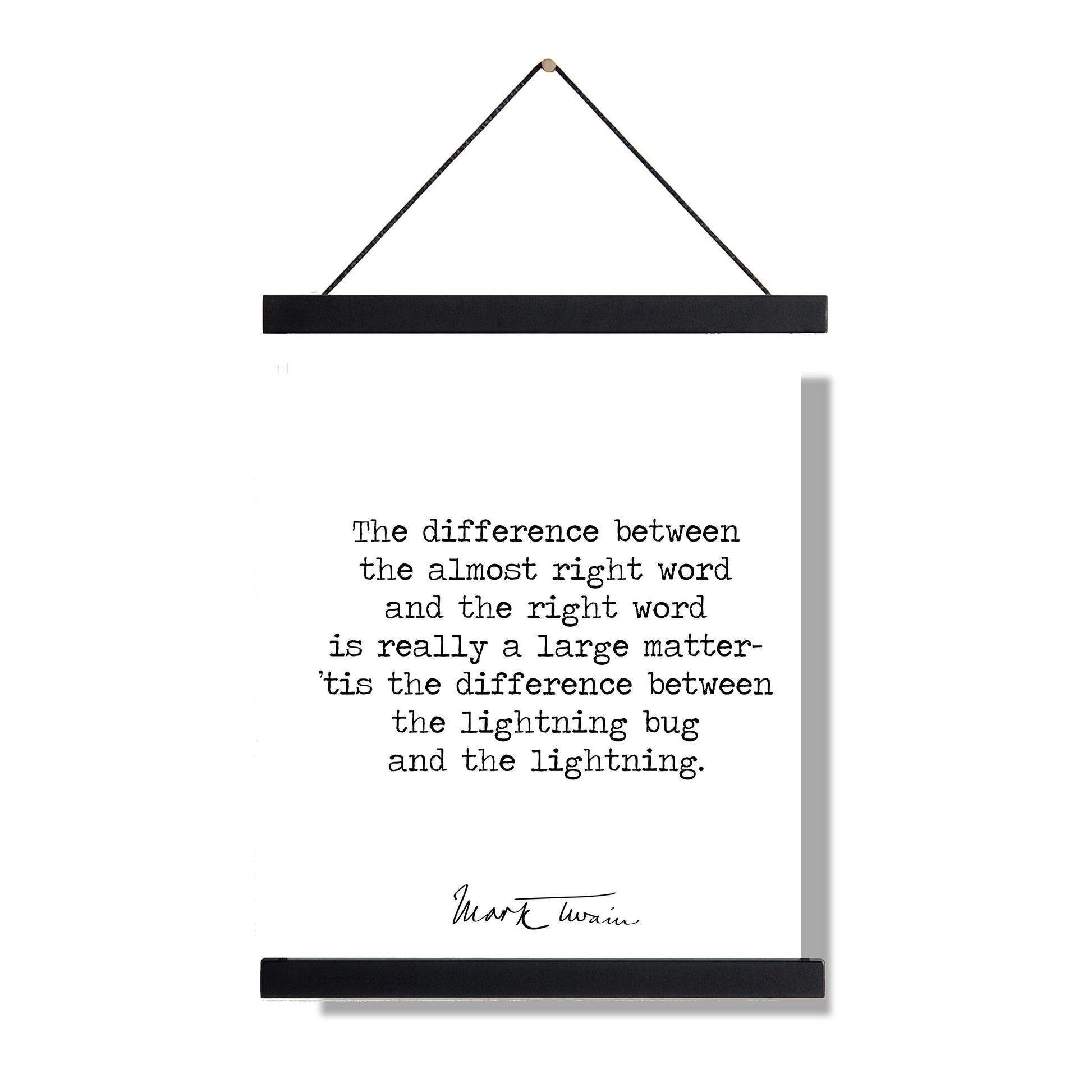 Mark Twain Quote Art Print | The Difference Between The Almost Right Word | Motivational | Literary Home Decor | Living Room | Poster