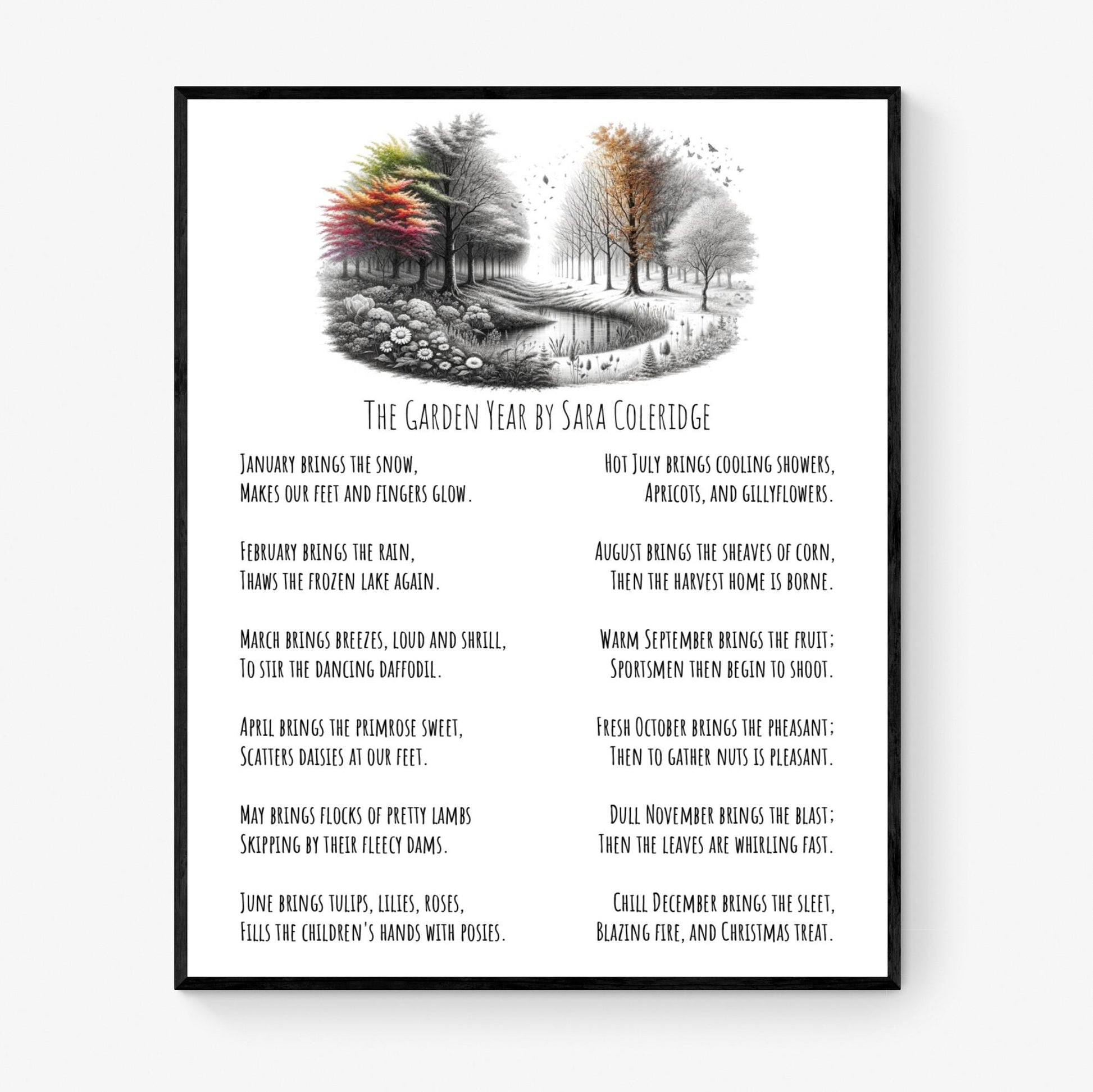 Sara Coleridge Quote Art Print | The Garden Year | Poem | Inspirational Poetry | Motivational Literary | Victorian Nature | Poster