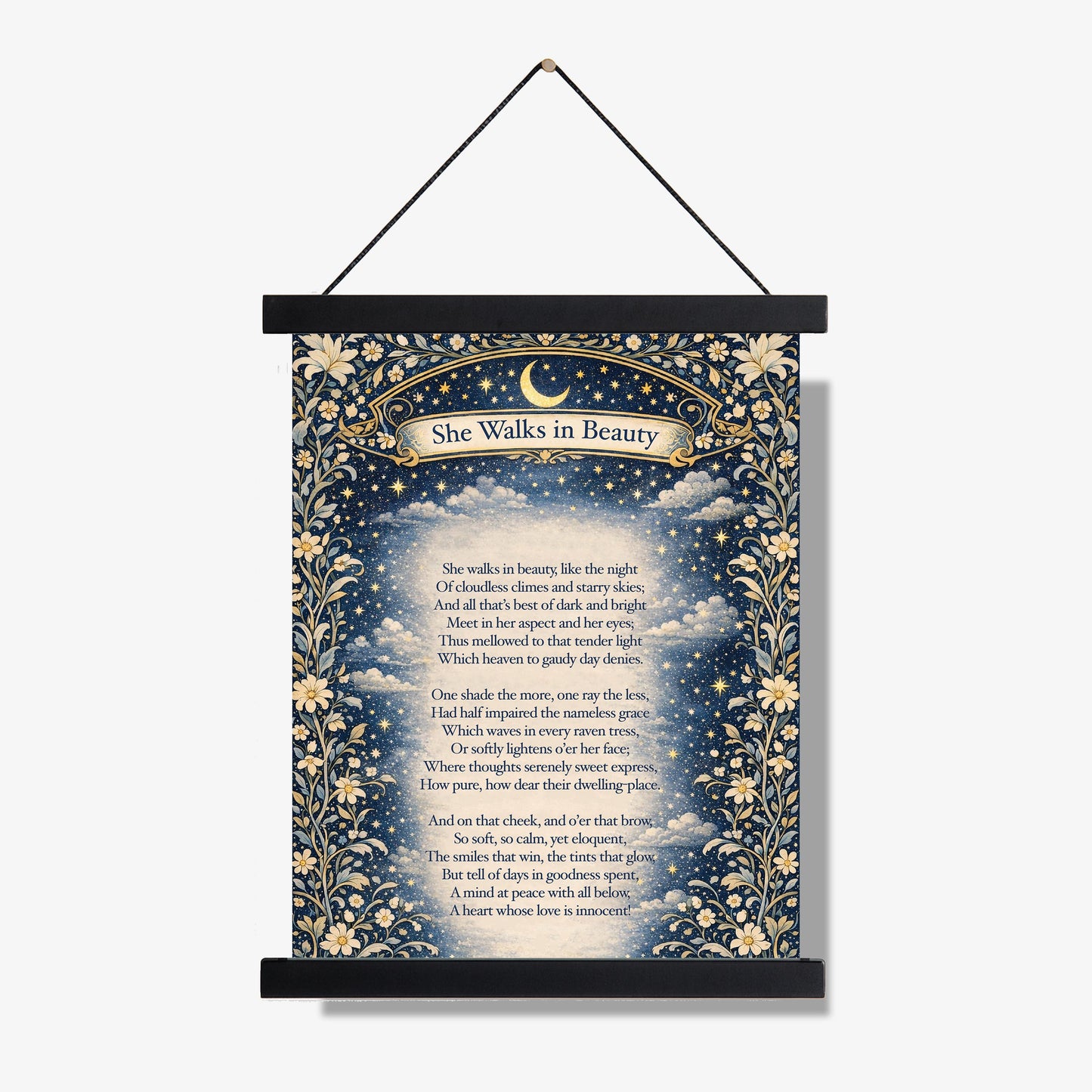 She Walks In Beauty Art Print | Home Decor | Lord Byron | Literary | Poetry | Wall Poster