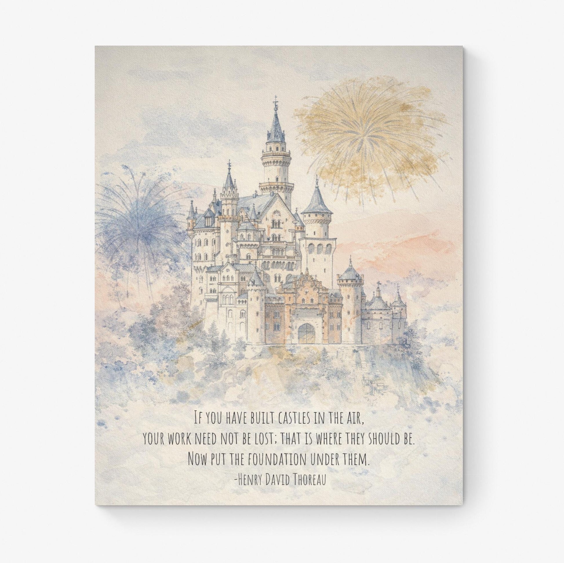 Thoreau Quote Art Print | Castles In The Air | Dreamers | Literary Book | Inspirational | Motivational Poster