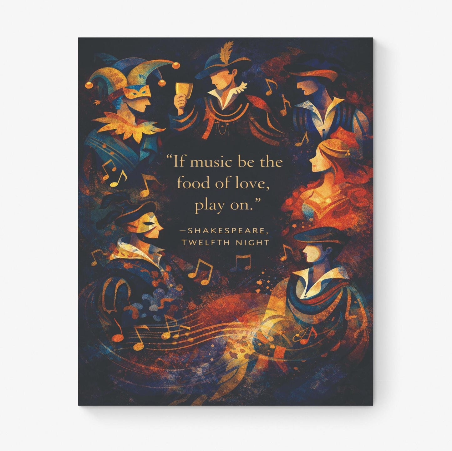 William Shakespeare Quote Art Print | If Music Be The Food Of Love | Classic Literary Wall Artwork | Dark Home Decor | William Morris Poster