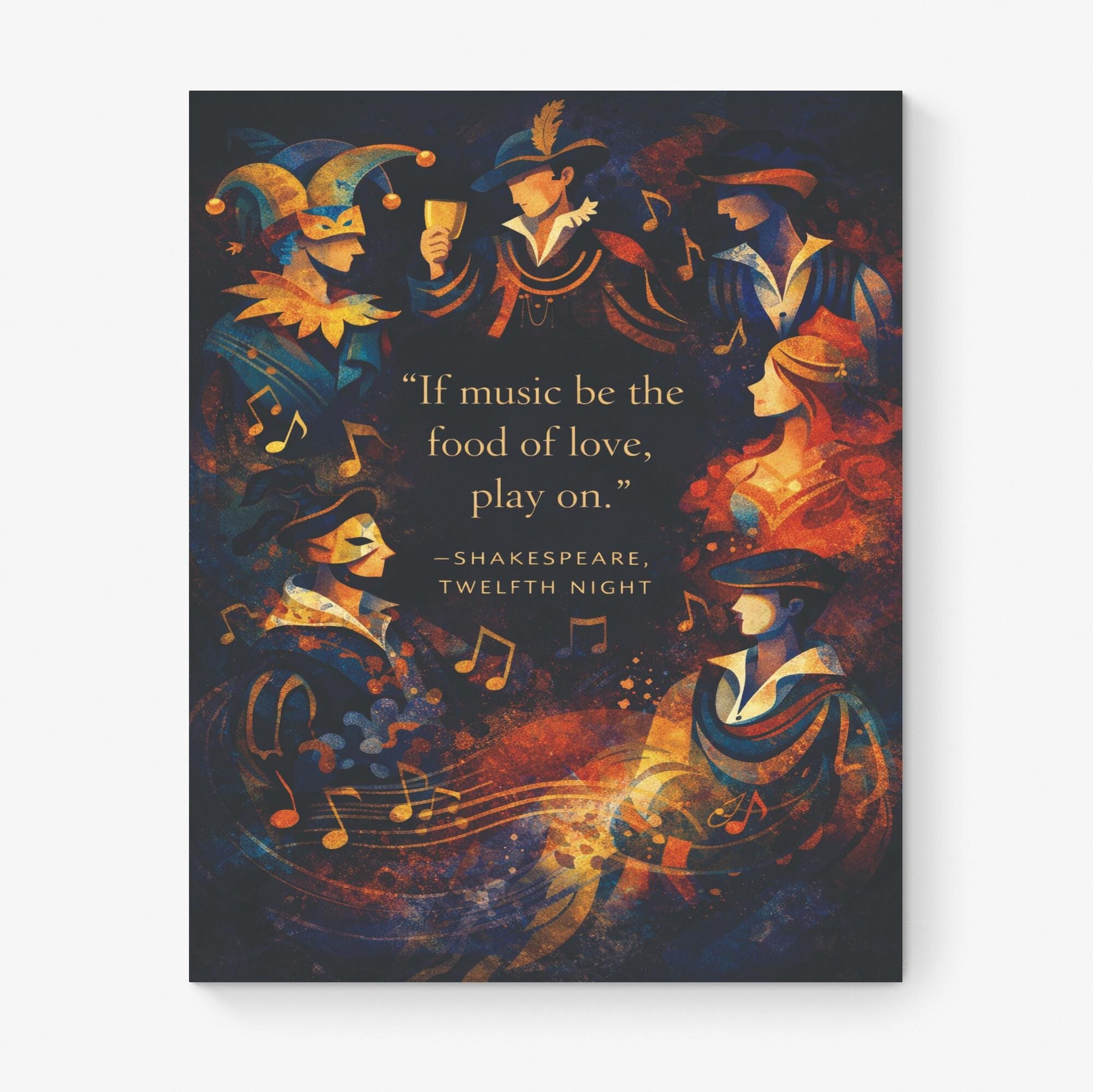 William Shakespeare Quote Art Print | If Music Be The Food Of Love | Classic Literary Wall Artwork | Dark Home Decor | William Morris Poster
