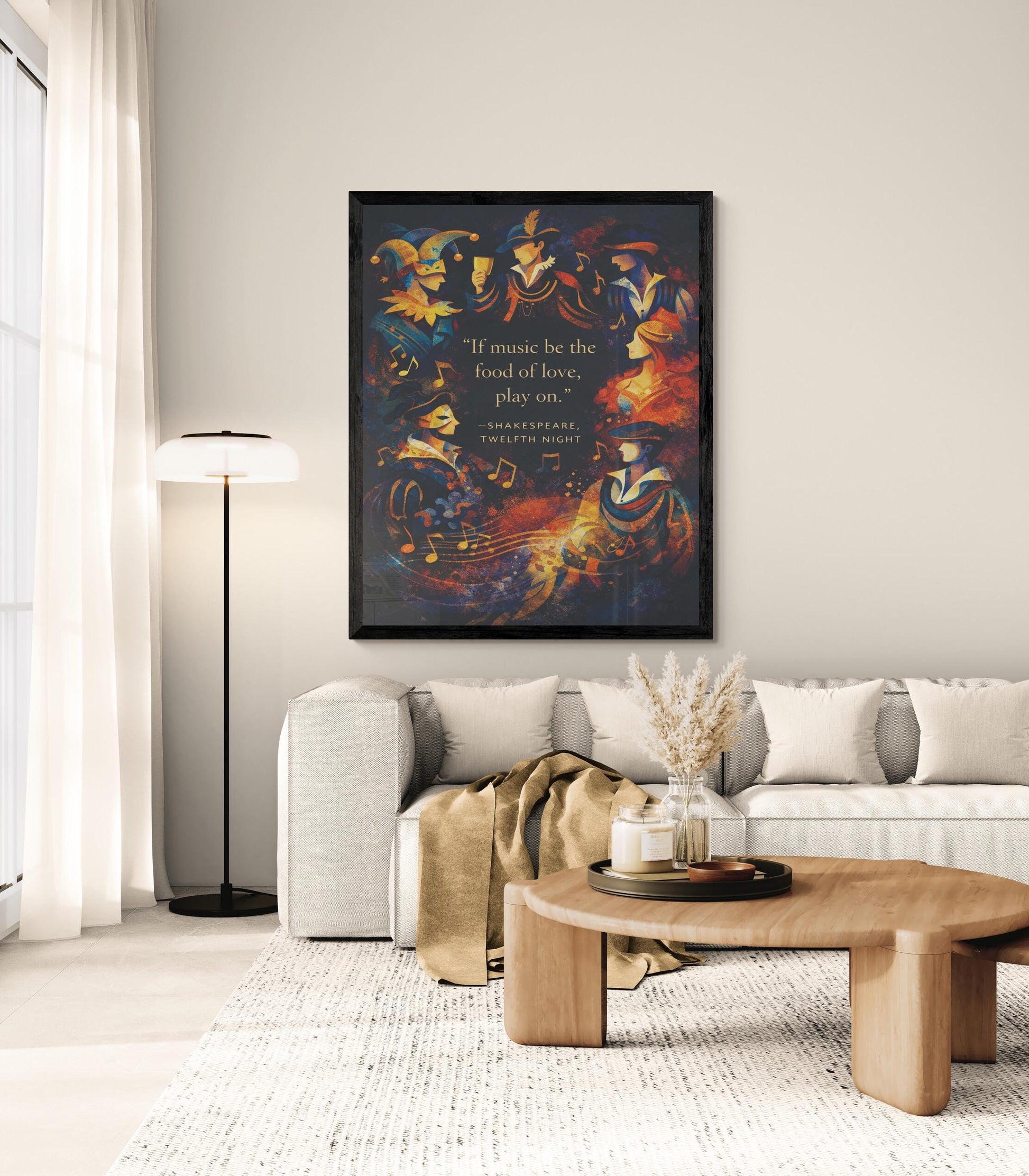 William Shakespeare Quote Art Print | If Music Be The Food Of Love | Classic Literary Wall Artwork | Dark Home Decor | William Morris Poster