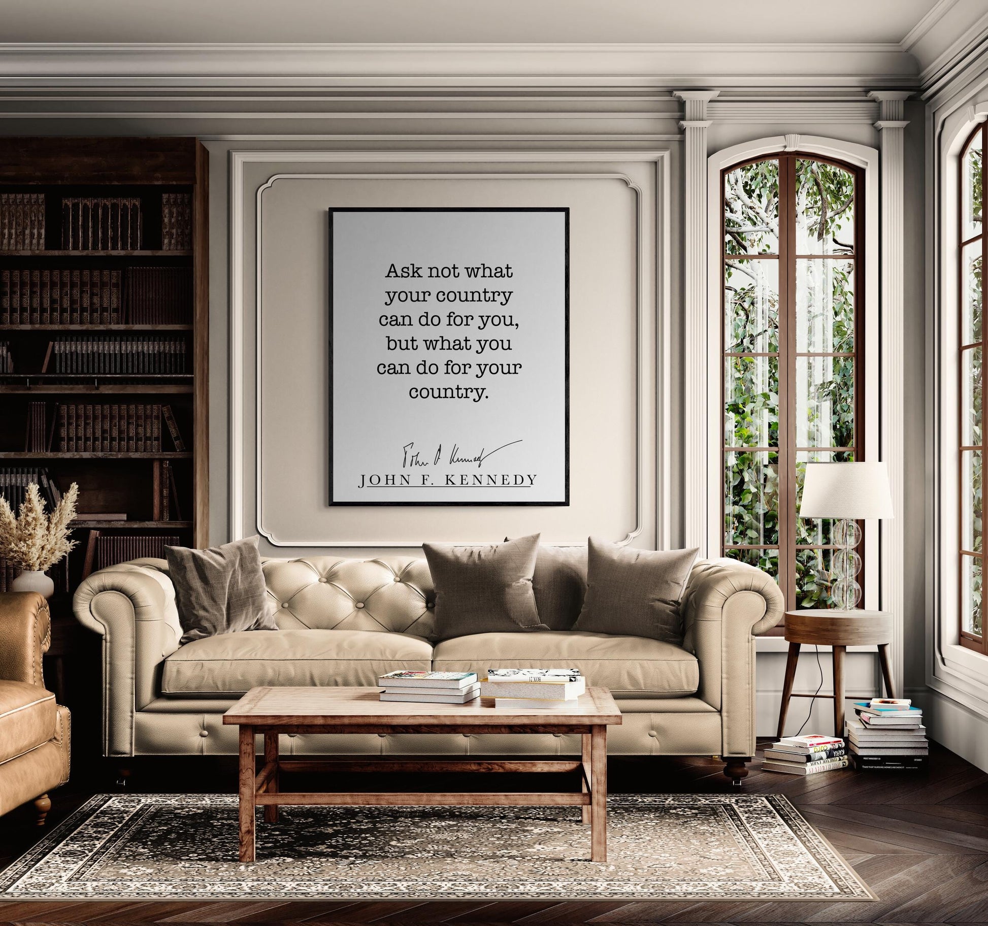 JFK Quote Art Print | Ask Not What Your Country Can Do For You | US President John F Kennedy | Living Room | Patriotic Home Decor | History