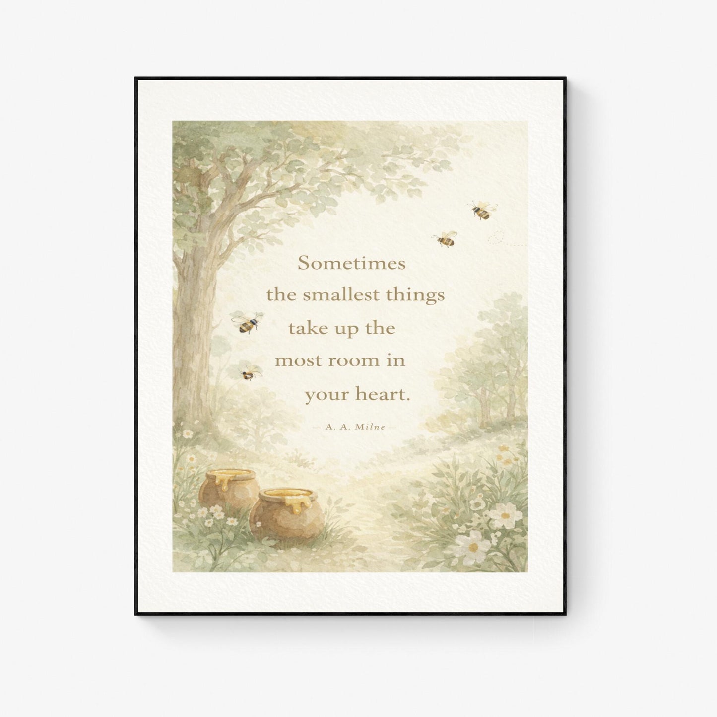 The Smallest Things Quote Art Print | Woodlands | AA Milne | Children's Home Decor | Literary | Nursery Poster