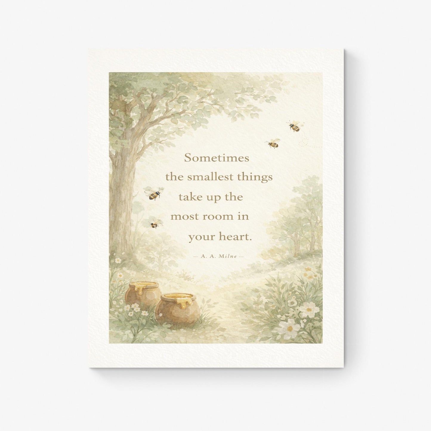 The Smallest Things Quote Art Print | Woodlands | AA Milne | Children's Home Decor | Literary | Nursery Poster