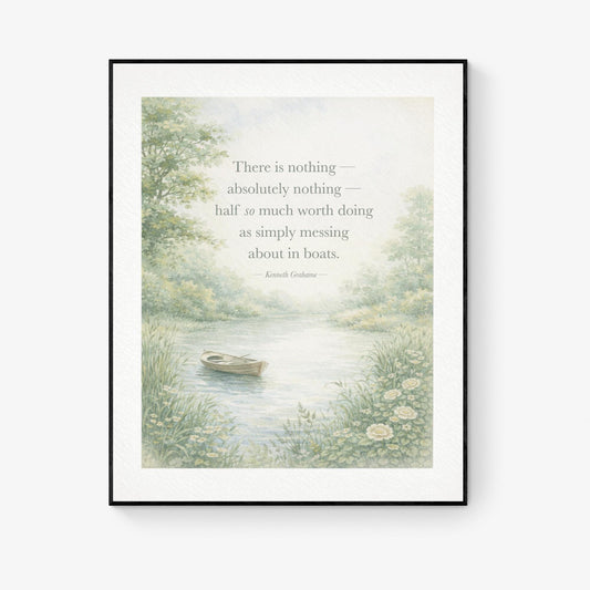 Messing About In Boats Quote Art Print | Kenneth Grahame | Children's Home Decor | Literary | Nursery Poster