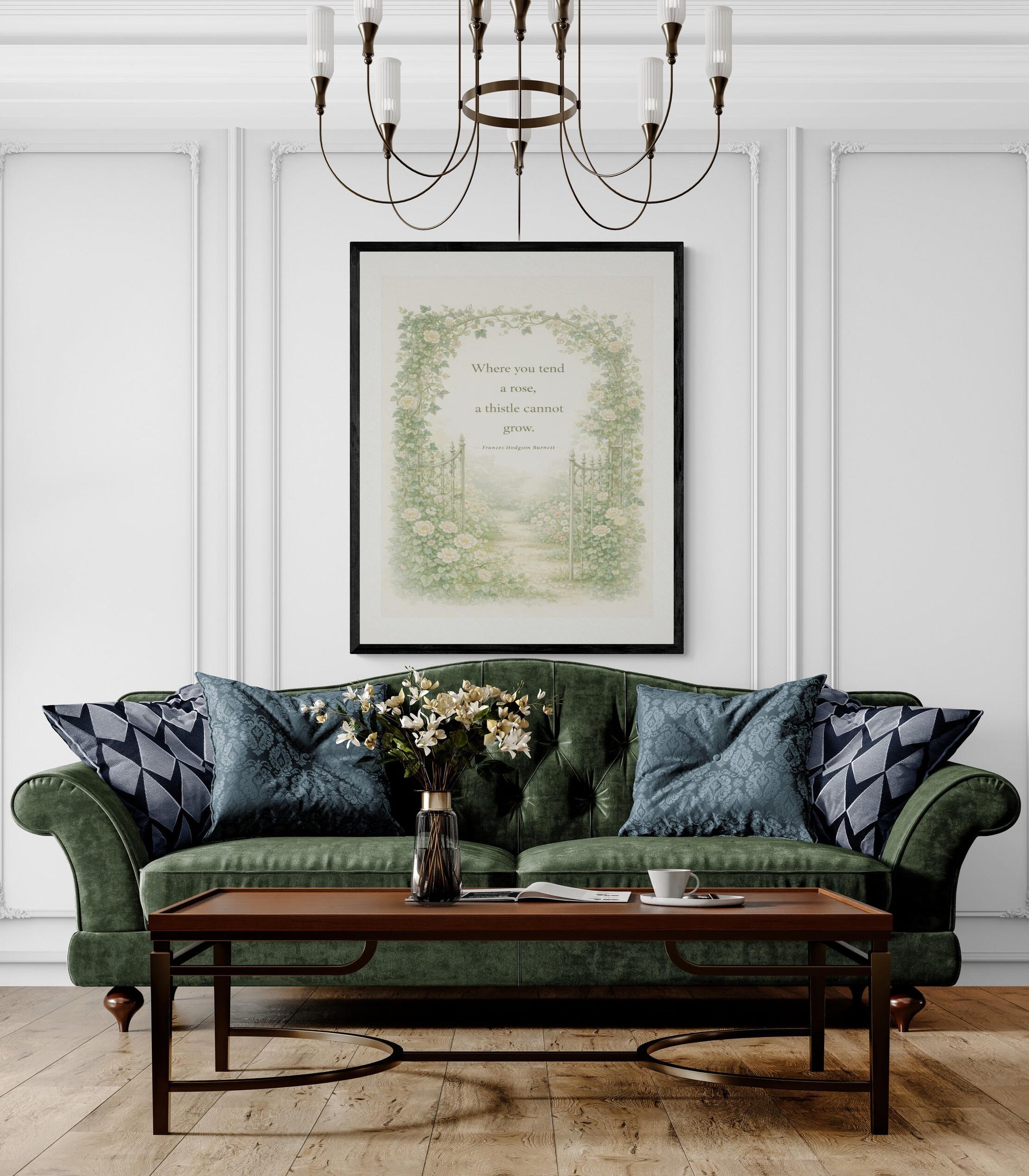 Frances Hodgson Burnett Quote Art Print | Where You Tend A Rose | Children's Home Decor | Cottage Garden | Literary Poster