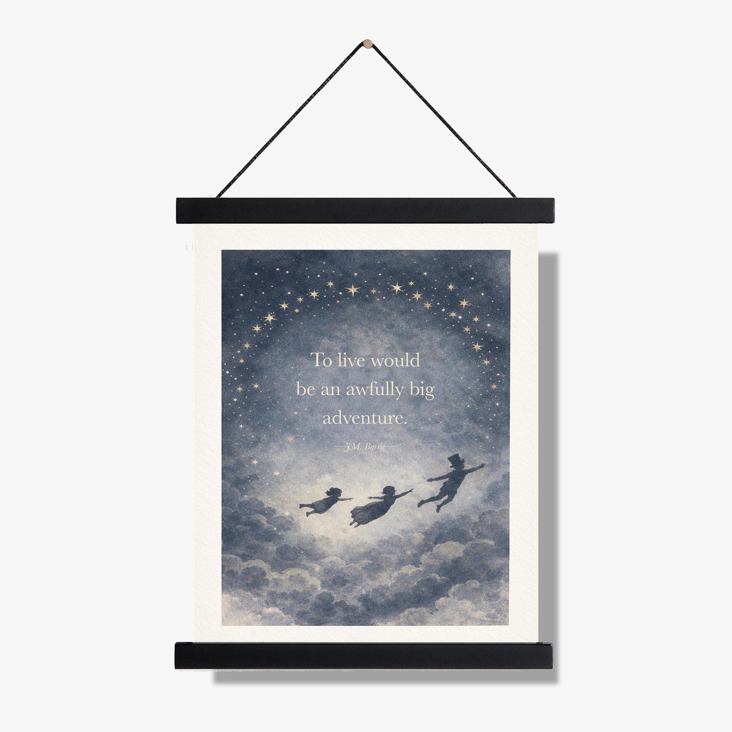To Live Would Be An Awfully Big Adventure Quote Art Print | JM Barrie | Children's Home Decor | Literary | Whimsical Night Sky Poster